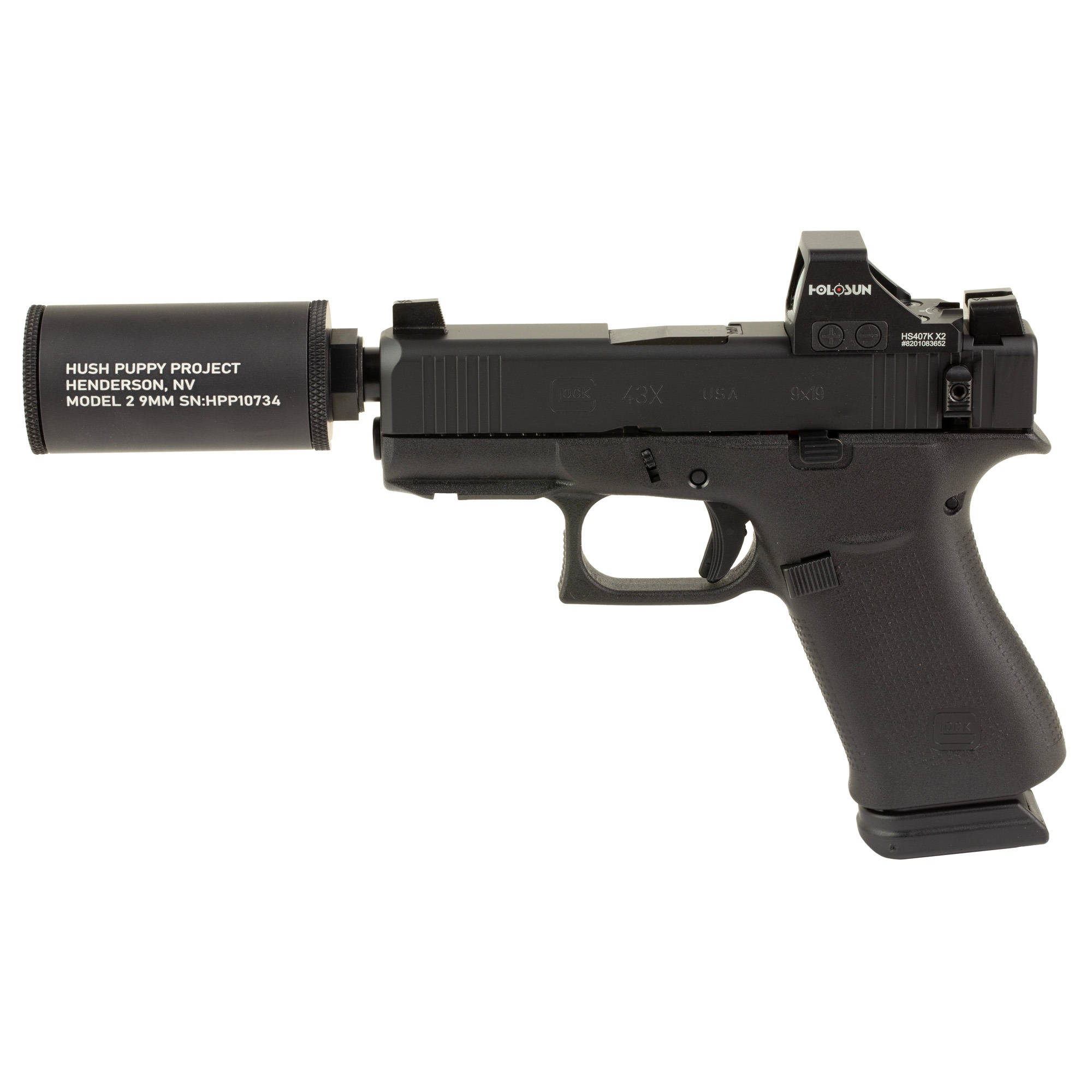 Glock 43X MOS w- Holosun 407K, 9mm, 3.92" Threaded Barrel, 15 RDs, Black-img-0