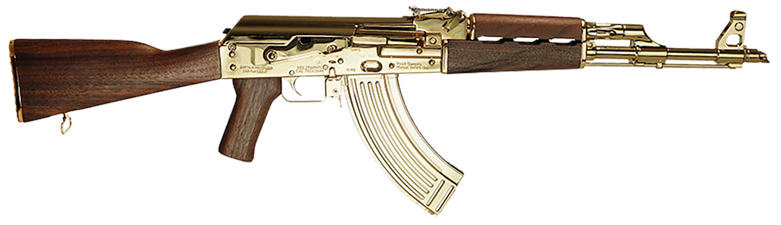 Zastava Arms Usa ZR7762WMGL ZPAPM70  7.62x39mm 16.25" 30+1, 24K Gold Plated Barrel/Rec, Walnut Stock & Grip, Gold Mag Included