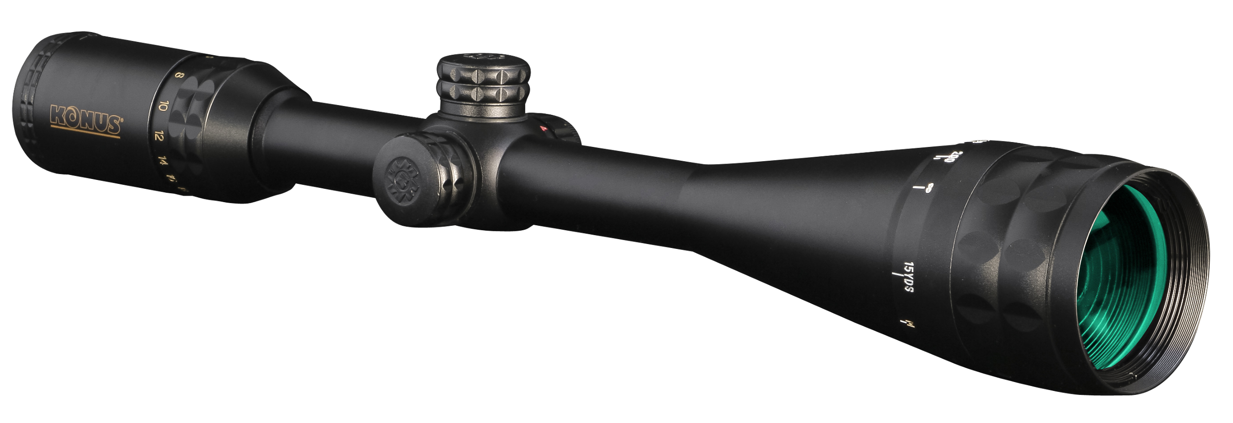 Konus 7274 KonusPro-Plus Long Range Matte Black 6-24x50mm AO 1" Tube Dual Illuminated (Blue/Red) Engraved Crosshair w/Dot Reticle