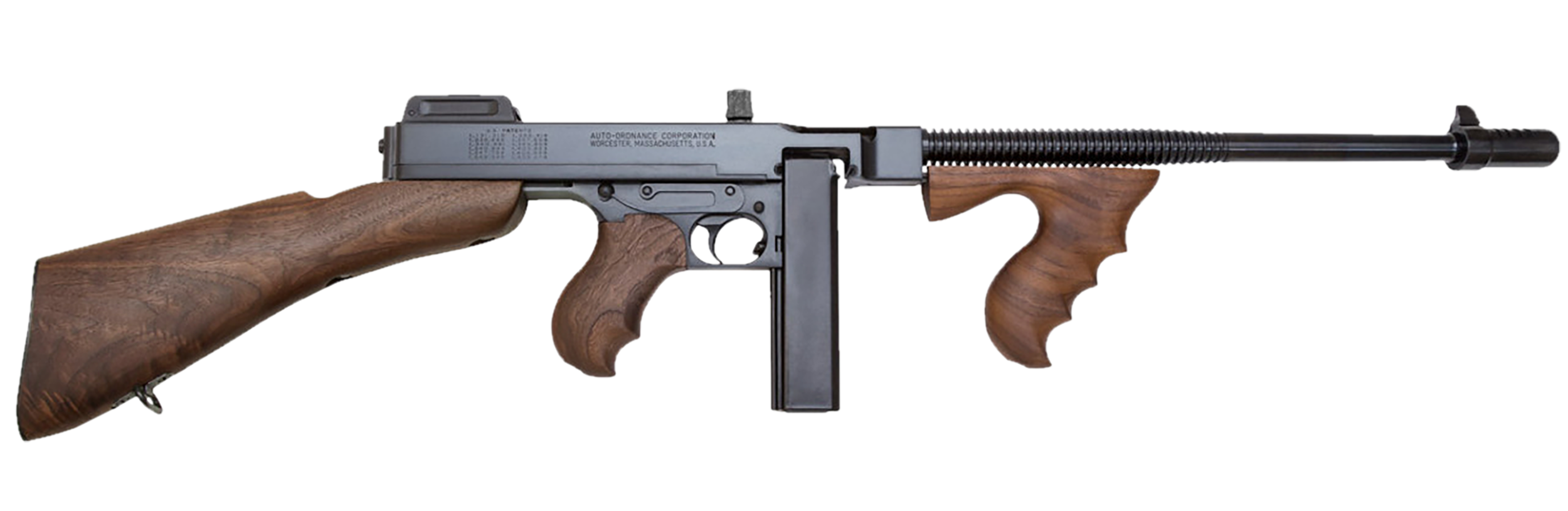 Thompson T1B14 1927A-1 Deluxe 45 ACP Caliber with 16.50" Barrel, 20+1 Capacity (Stick), Blued Metal Finish, Walnut Removable Fixed Stock & Wood Grip Right Hand