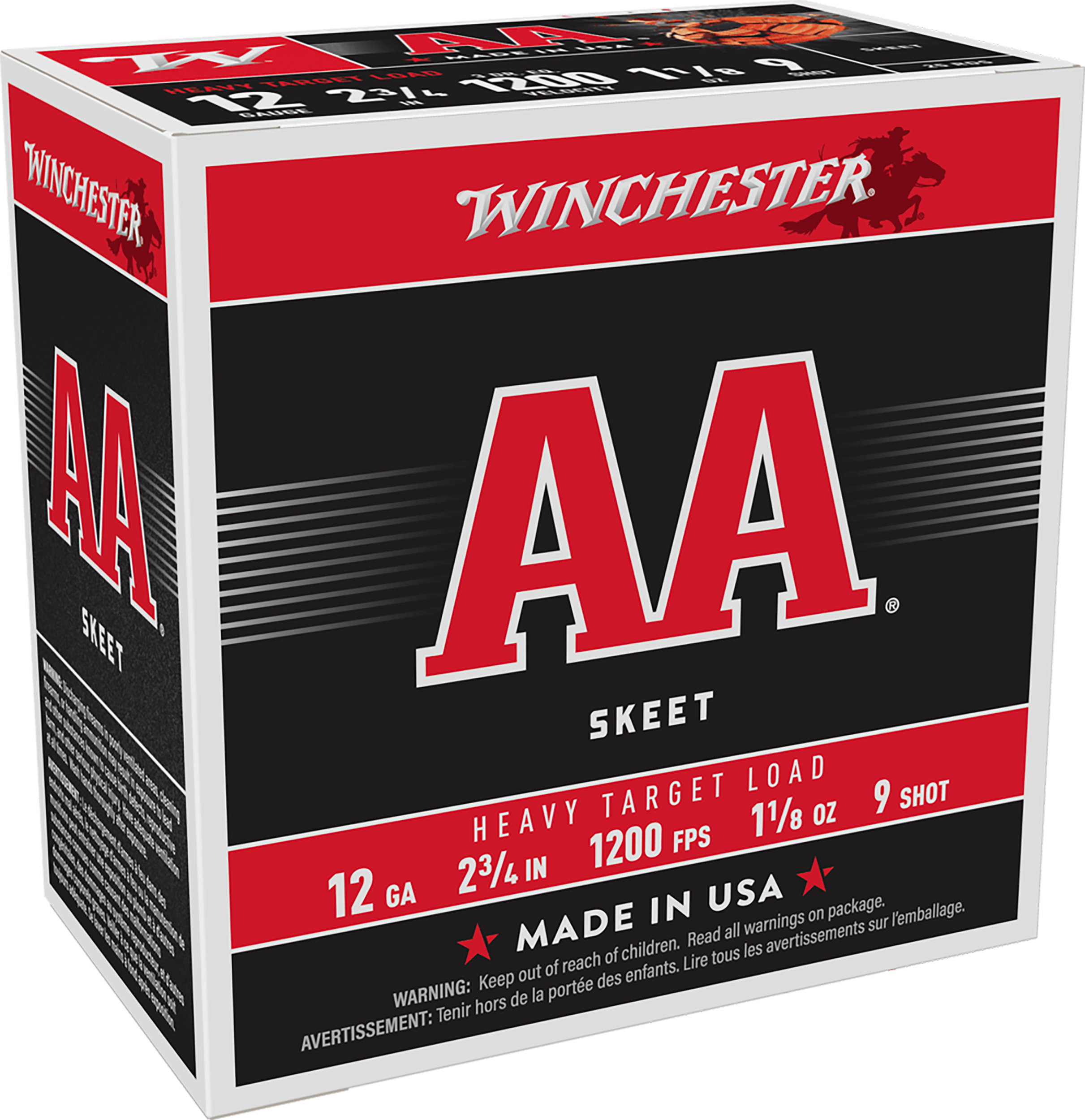 Winchester Ammo AAM129 AA Heavy 12Gauge 2.75" 1 1/8oz 9Shot 25 Per Box/10 Case