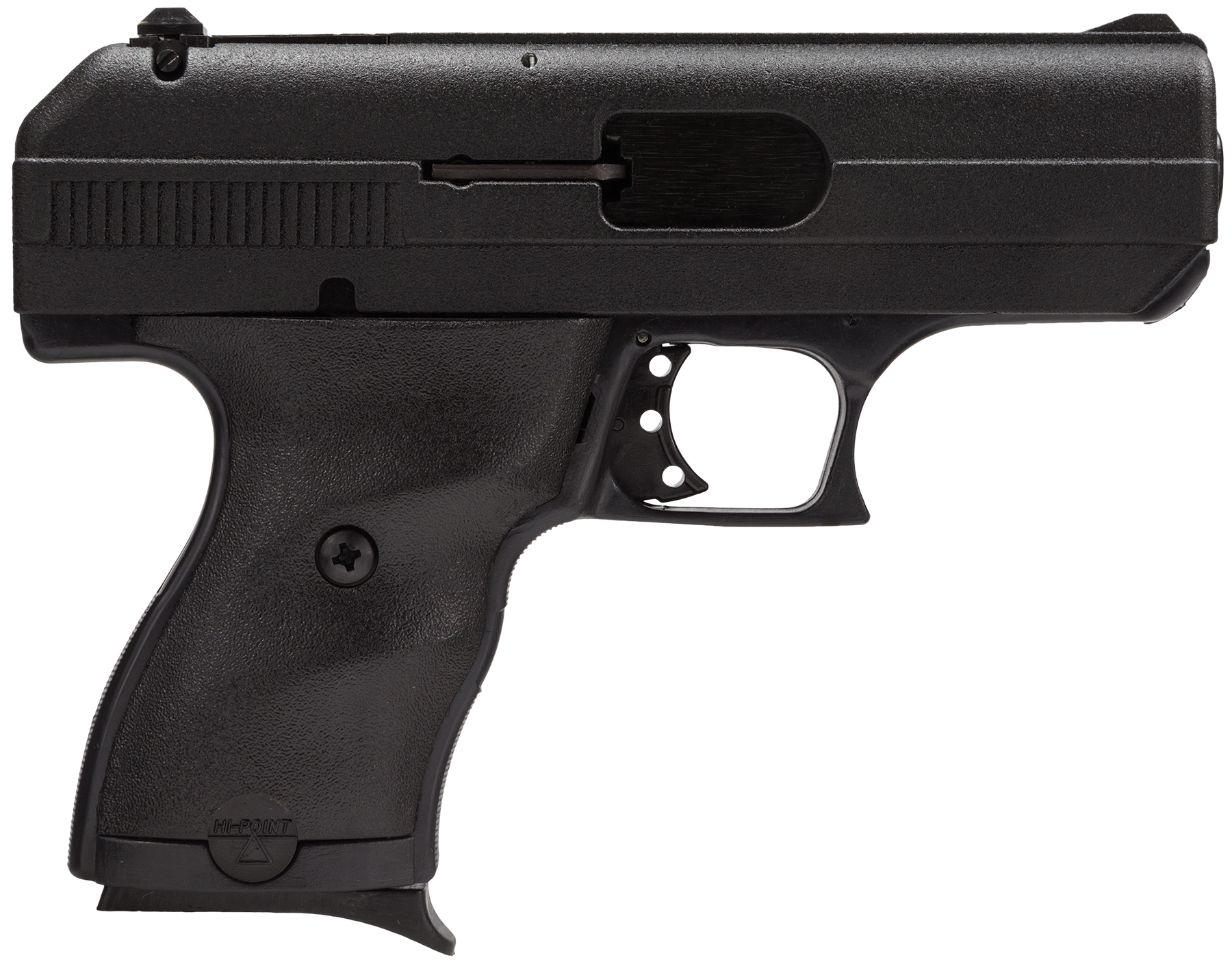 Hi-Point 9NYLOC C9  9mm Luger 8+1 3.50" Black Steel Barrel, Black Powder Coated Serrated Slide, Frame & Polymer Grips, Nylon Holster