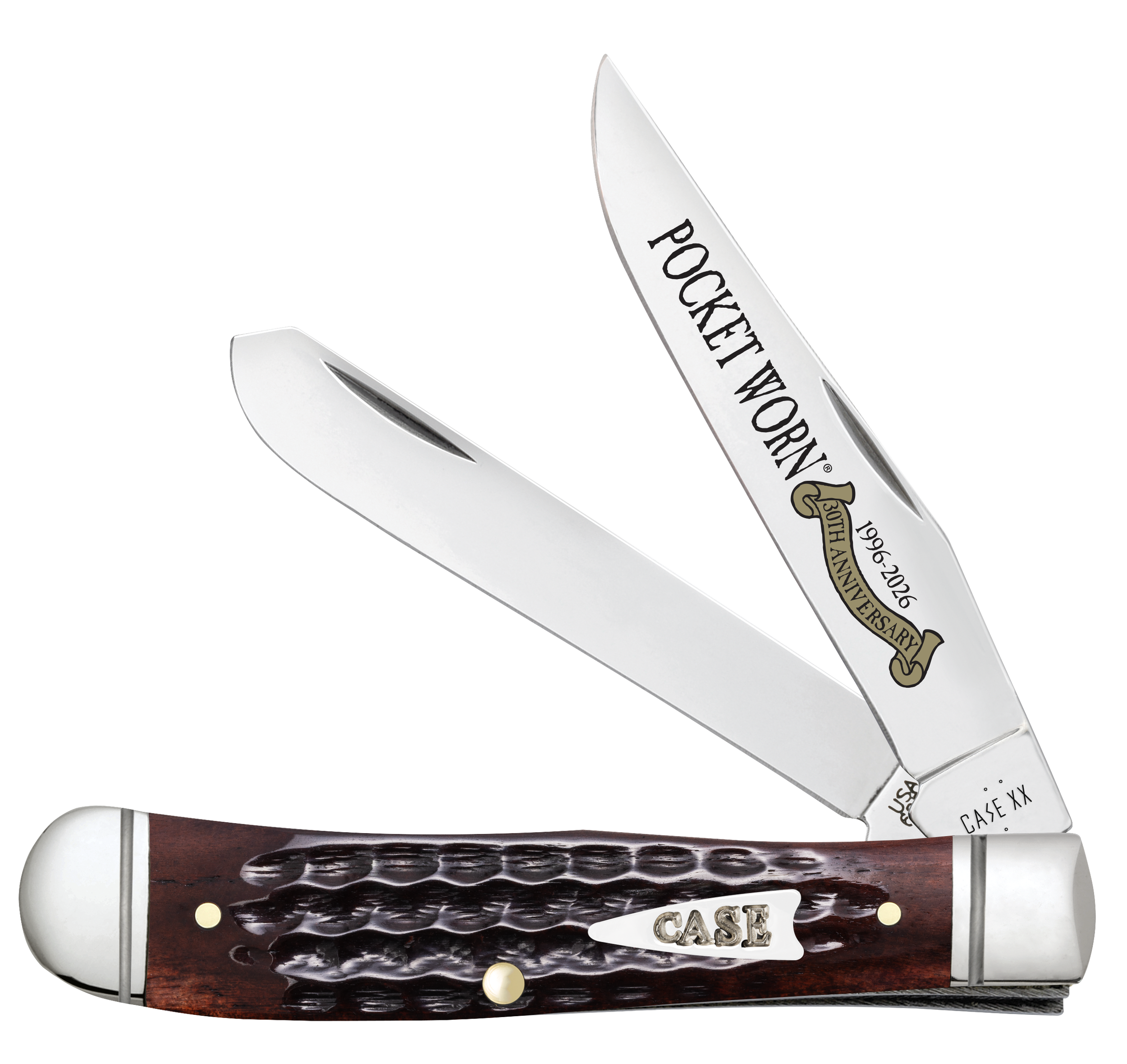 Case Pocket Worn Mini Trapper 2.75" Mahogany Bone Folding Knife