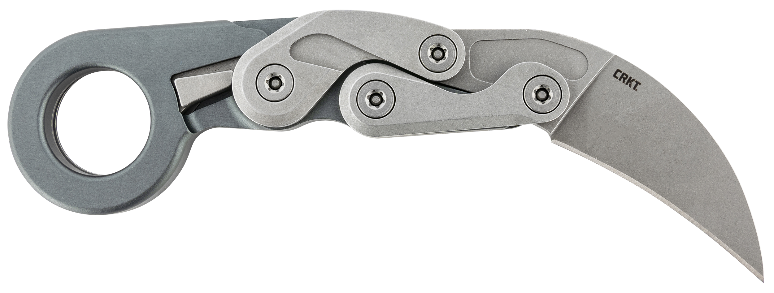 CRKT 4045 Provoke Compact 2.26" Folding Hawkbill Plain Stonewashed D2 Steel Blade, Stonewashed Aluminum Handle, Includes Pocket Clip