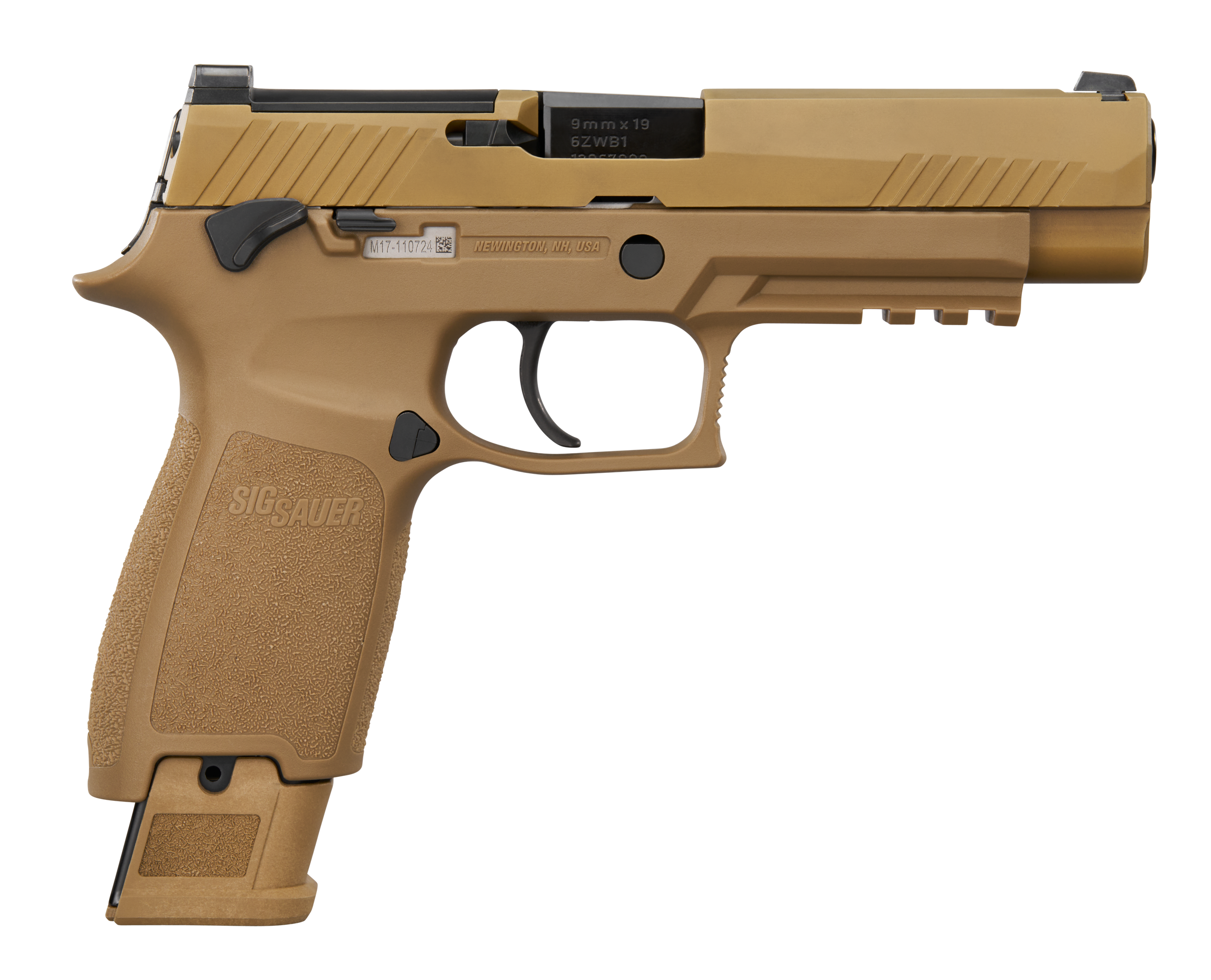 Sig Sauer M179CSSMSMA M17 *MA Compliant Full Size 9mm Luger 10+1 4.70" Coyote PVD Stainless Steel Optic Ready/Serrated Slide, Coyote PVD w/Black Controls Stainless Steel Frame w/Picatinny Rail, Textur