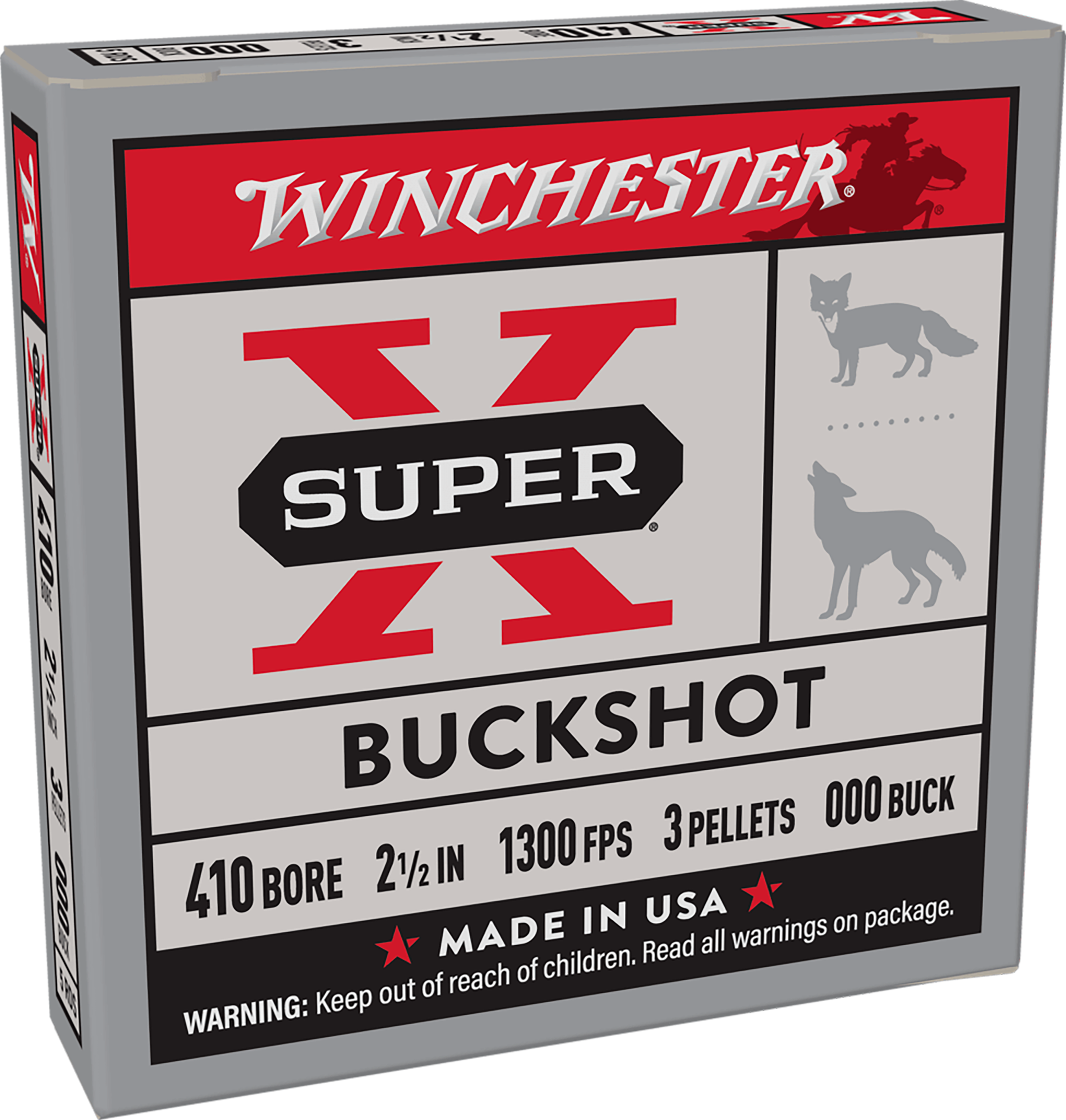 Winchester Ammo XB41000 Super X  410Gauge 2.50" 3Pellets 000Buck Shot 5 Per Box/50 Case