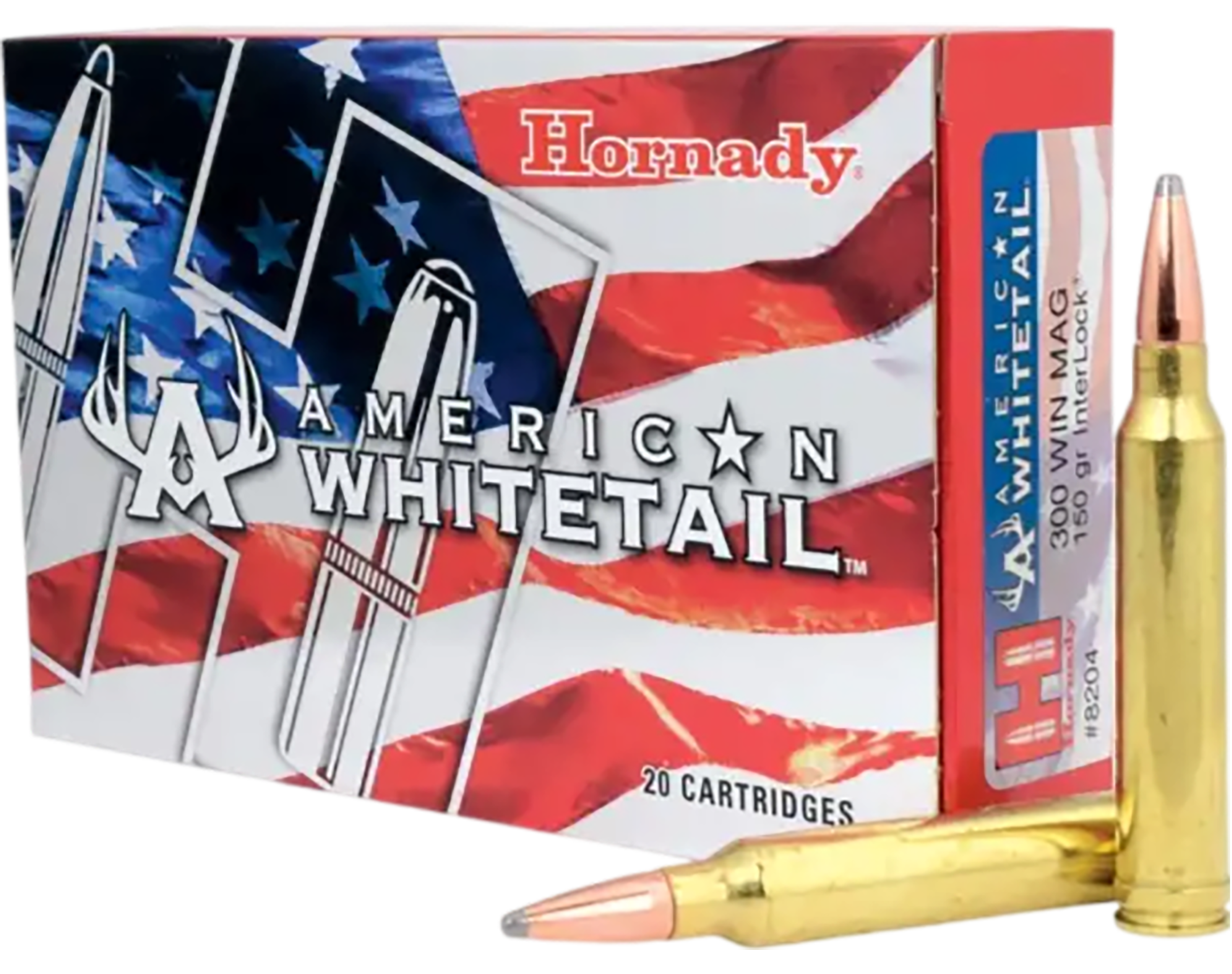 Hornady 8204 American Whitetail 300WinMag 150gr InterLock Spire Point 20 Per Box/10 Case