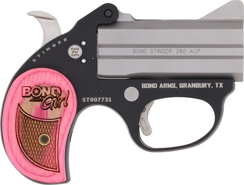 BOND ARMS GIRL STINGER 380ACP 3" BBL STAINLESS PIND WOOD GRP