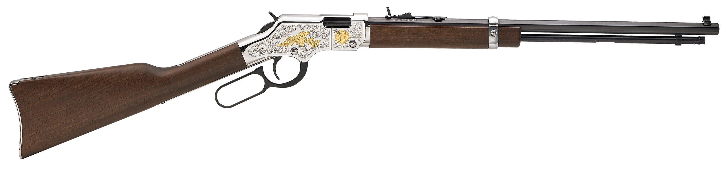 Henry H004SAT Golden Boy 2nd Amendment Tribute 22 Short,Long,LR 16 LR/21 Short 20" Nickel Plated American Walnut Right Hand