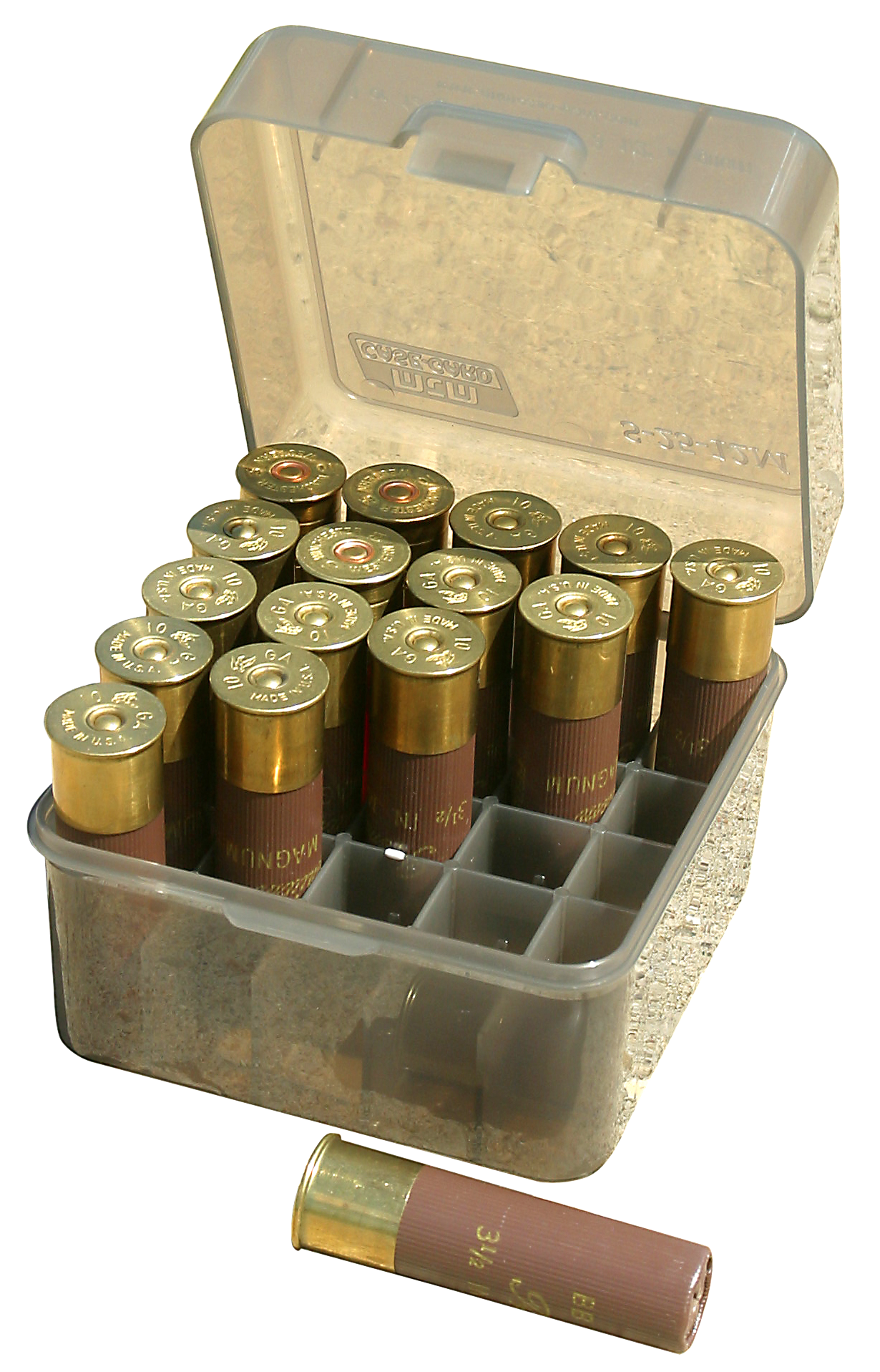MTM Case-Gard S2512M41 Shotshell Box Flip-Top Multi Gauge Shotgun Clear Smoke Polypropylene 25rd