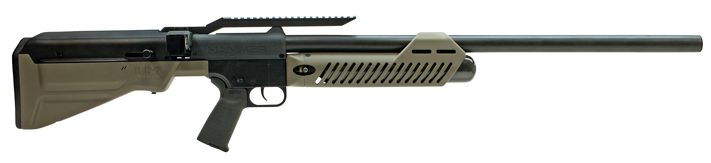 Umarex 2252635 Hammer  PCP .50 Cal 2 Shot Black Barrel & Receiver, OD Green Fixed Synthetic Stock, AR Magpul Style Grip