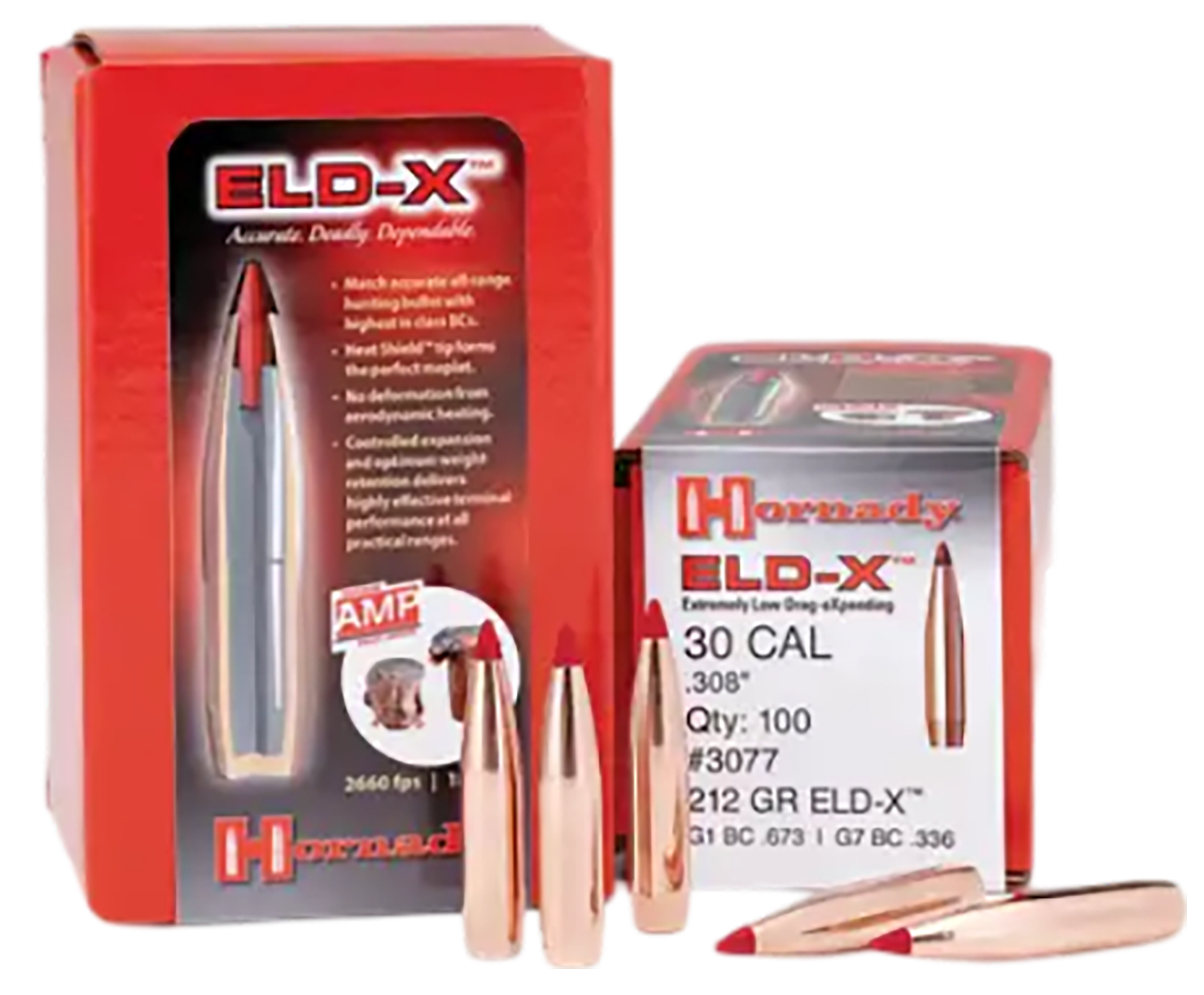 Hornady 3078 ELD-X 30 Cal .308 220 gr Extremely Low Drag eXpanding 100 Per Box/ 15 Case