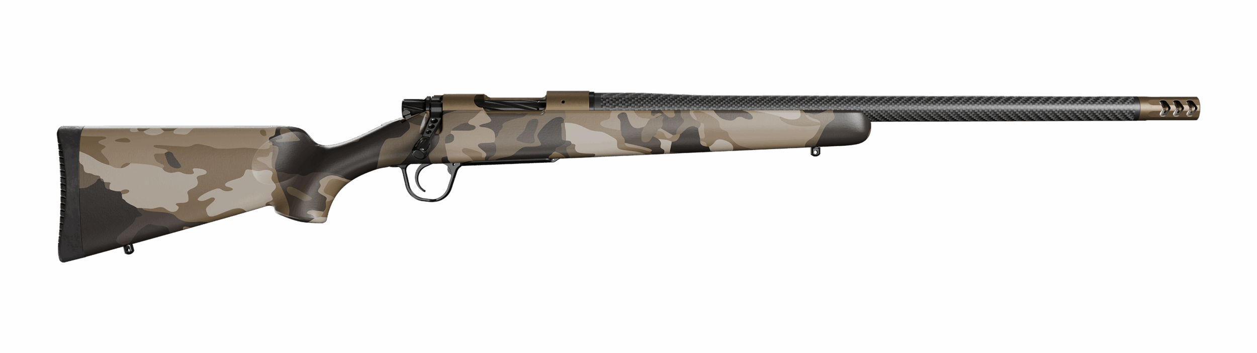 Christensen Arms 801-060083-00 Ridgeline FFT Full Size 22 Creedmoor 4+1 20" Carbon Fiber Threaded Barrel, Burnt Bronze Cerakote Steel Drilled & Tapped Receiver, Barren Dune Camo Fixed Synthetic Stock