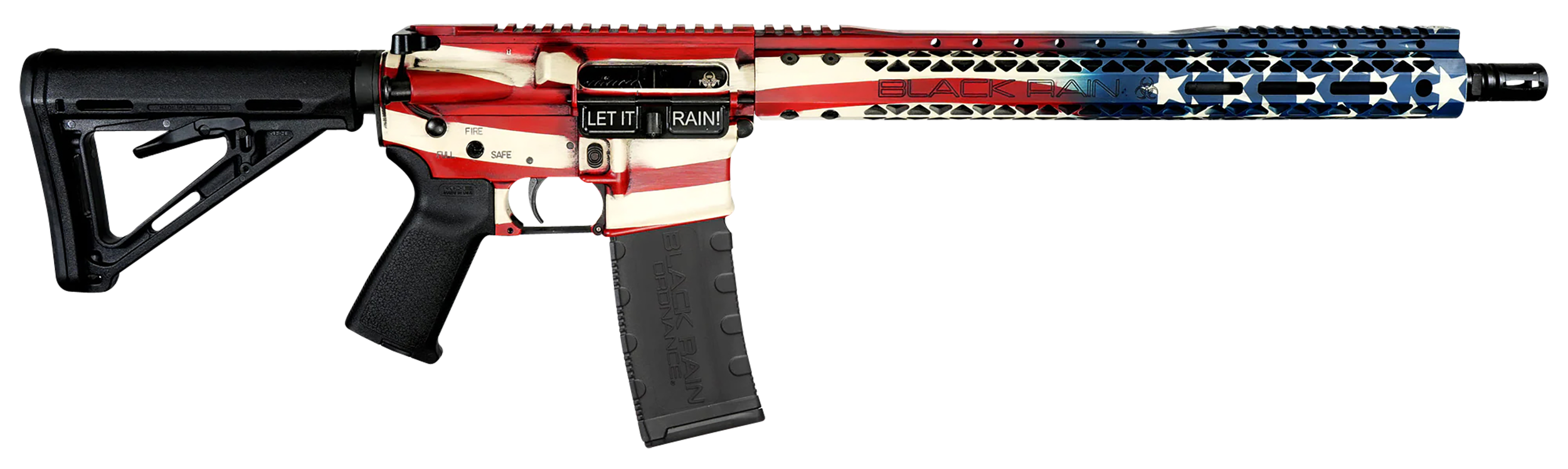Black Rain Ordnance BROPATAMERICA Spec 15+ Patriot 5.56x45mm NATO 30+1 16", American Flag, 15" Slim M-LOK, Magpul Grip/Carbine Stock