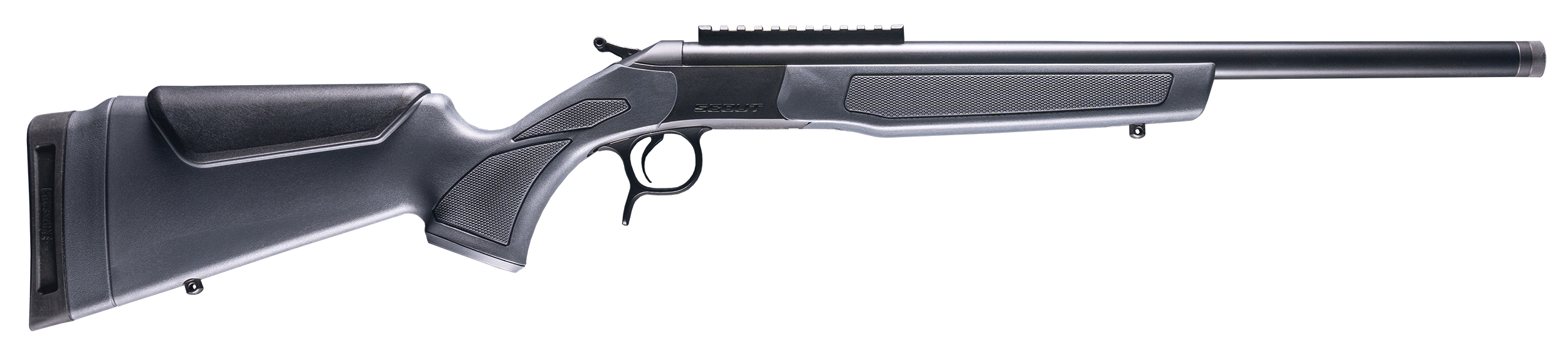 CVA CR4443 Scout 450 Bushmaster 1rd 22" Blued Threaded Barrel, Blued Picatinny Rail Receiver, Stealth Gray Fixed Synthetic Stock