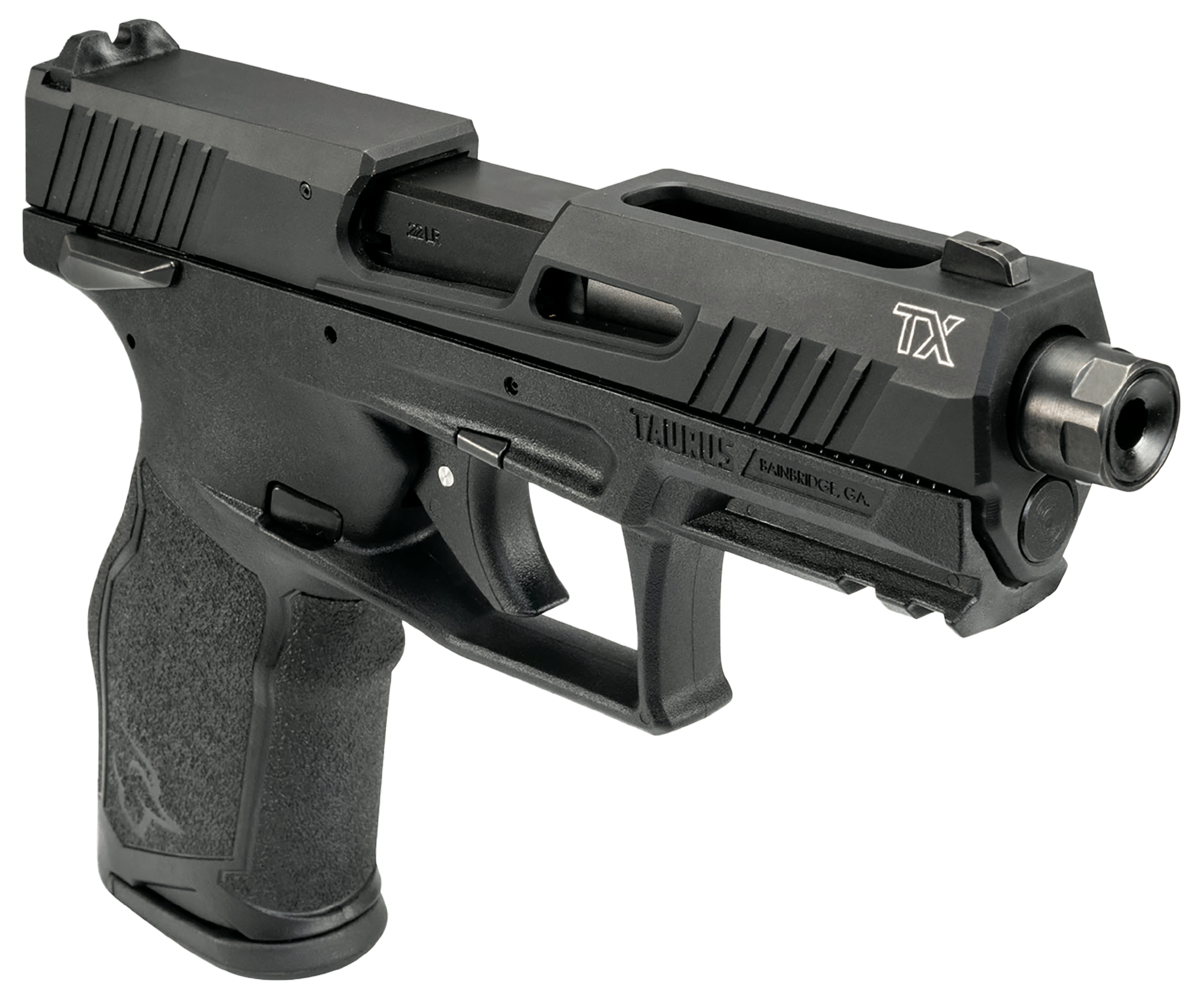 Taurus 1-2TX22141-5X10 TX22  Full Size Frame 22 LR 10+1 4.60" Black Threaded Barrel, Black Serrated Slide, Black Polymer Frame w/Picatinny Rail, Ergonomic Grip, 5 Mags