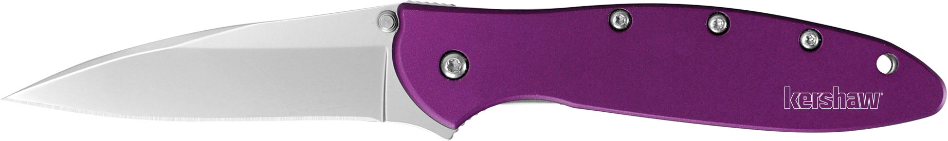Kershaw 1660PUR Leek  3" Folding Drop Point Plain Bead Blasted 14C28N Steel Blade Purple Anodized Aluminum Handle Includes Pocket Clip