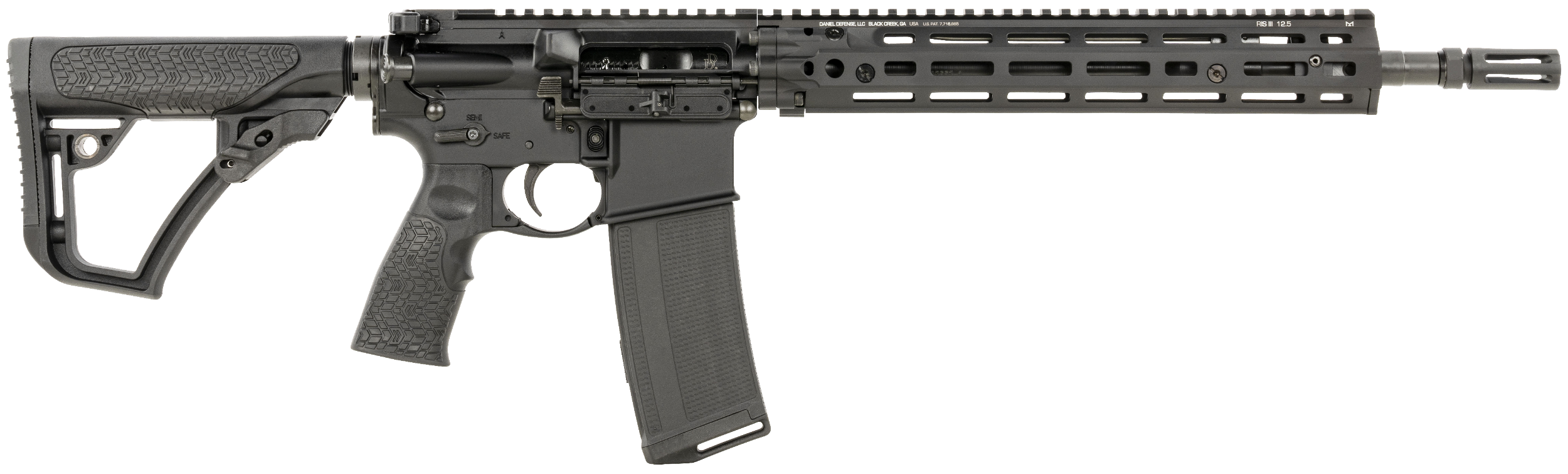 Daniel Defense 0219110613047 M4A1 RIII 5.56x45mm NATO 14.50" 30+1, Black, OEM Stock & Grip, 12.50" M-Lok Handgaurd, Ambi Controls, Pinned & Welded Flash Hider