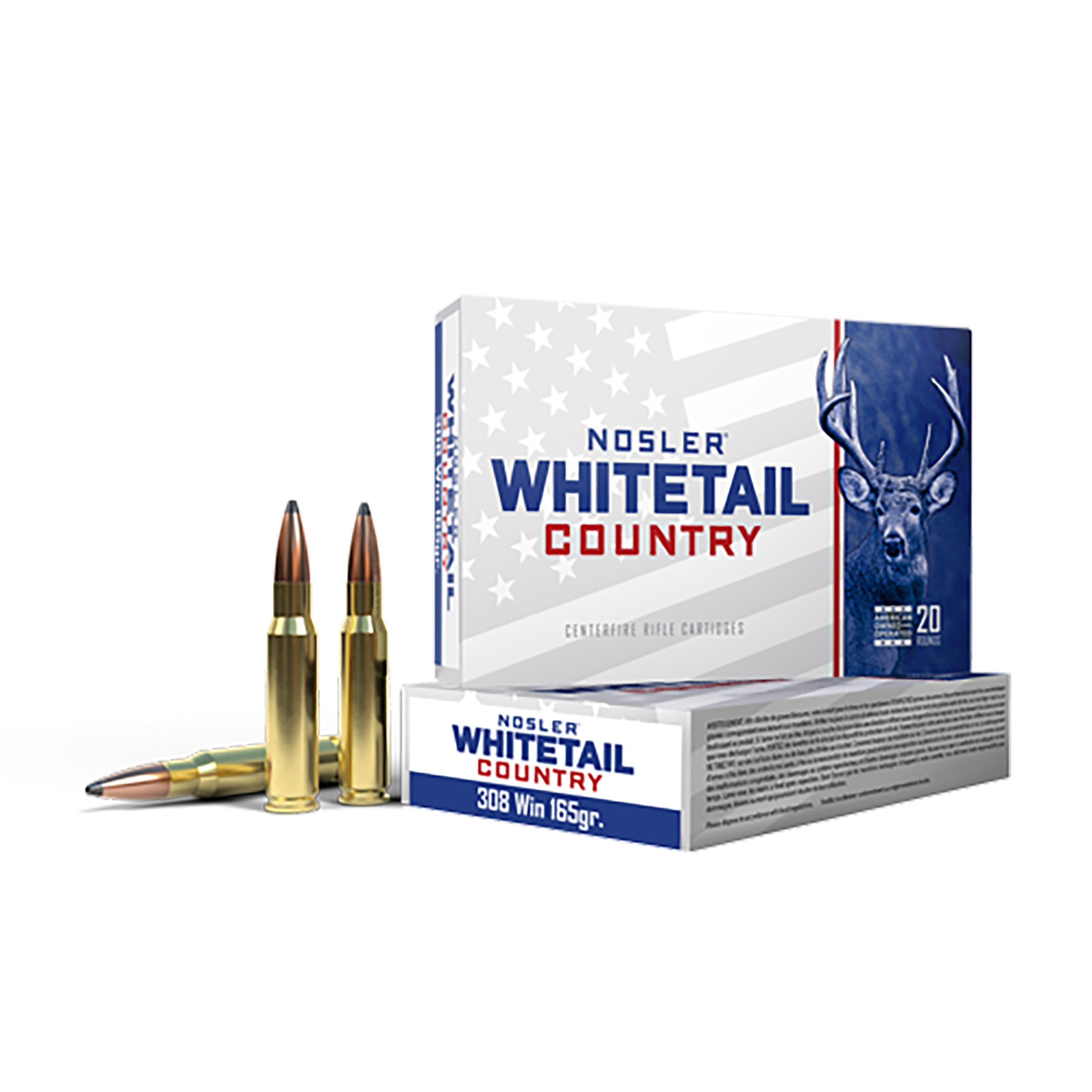 Nosler 40120 Whitetail Country  308Win 165gr Spitzer Boat Tail 20 Per Box/10 Case