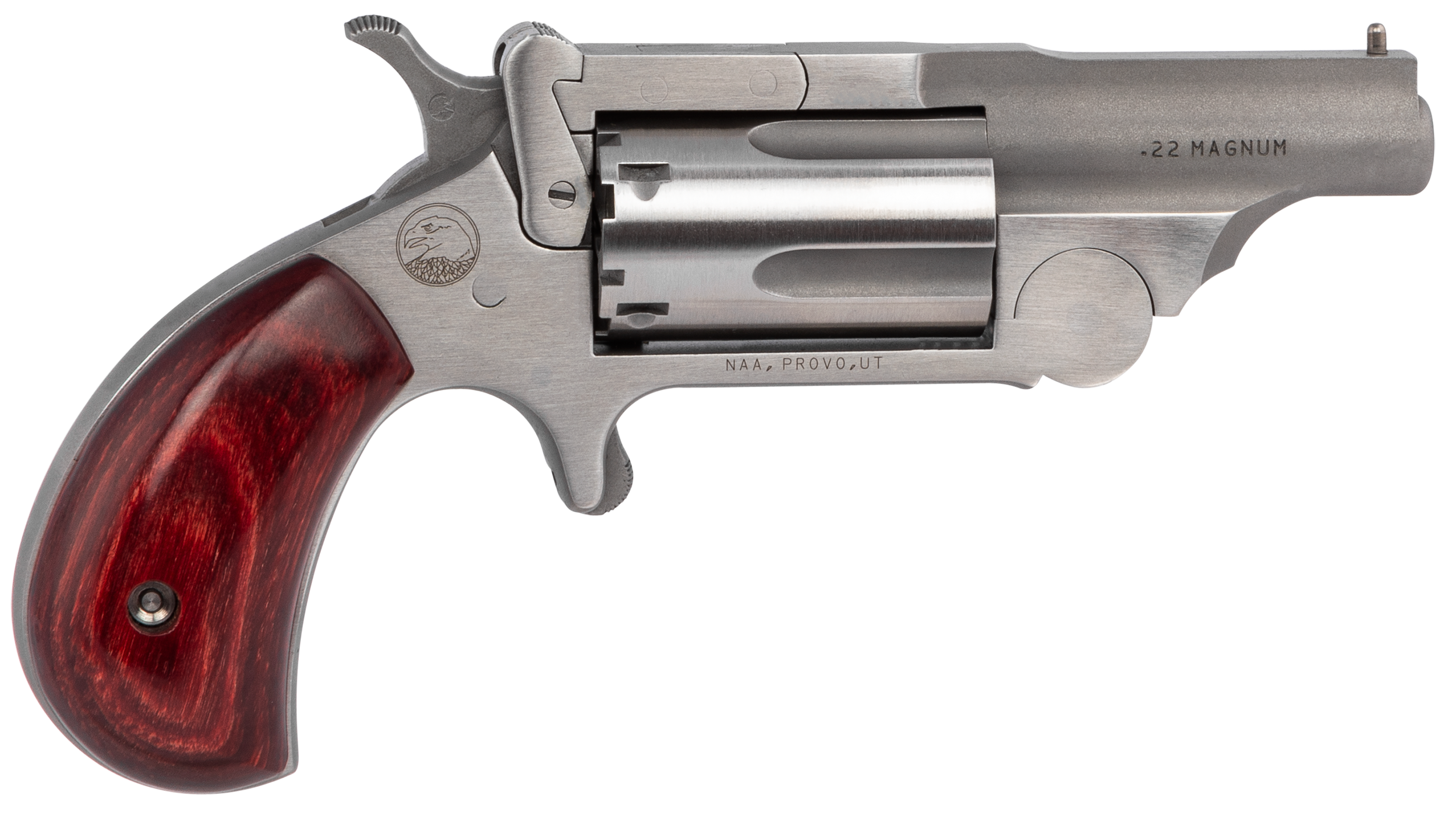 North American Arms 22MCR Ranger II Conversion 22 LR/22 WMR 5 Shot 1.63" Stainless Steel Barrel, Satin Stainless Steel Frame, Stainless Cylinder, Rosewood Birdshead Grip, Exposed Hammer