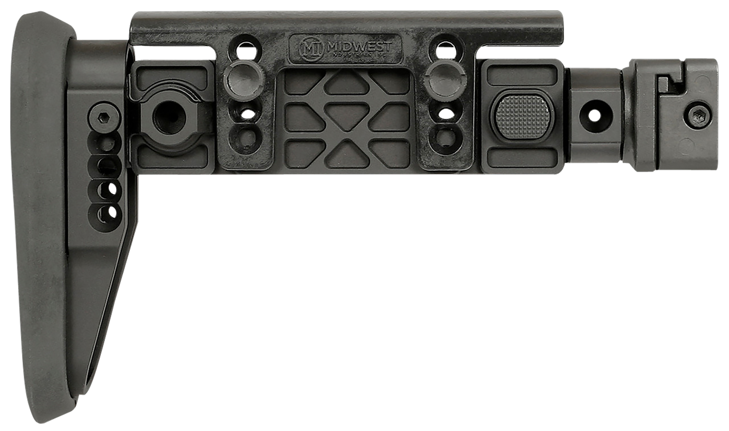 Midwest Industries MIAKALPHAFS Alpha Folding Stock Black Synthetic Side Folding Stock with Adjustable Cheekrest, Compatible w/ 1913 Picatinny Rail Adapter for AK-Platform