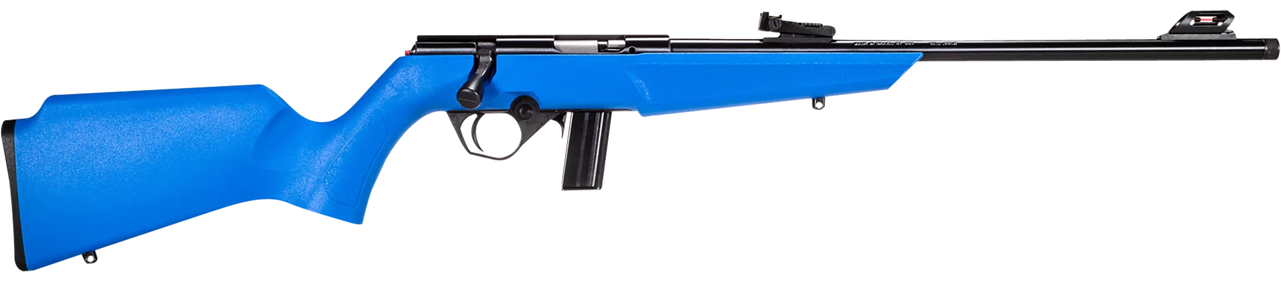 Rossi  RB22  Compact 22 LR 10+1, 16" Matte Black Button Rifled Free Floating Steel Barrel, Matte Black Stainless Steel Receiver, Blue Monte Carlo Stock, Right Hand