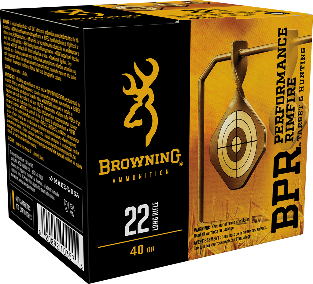 Browning Ammo B194122400 BPR Performance Rimfire  22LR 40gr Lead Round Nose 400 Per Box/4 Case