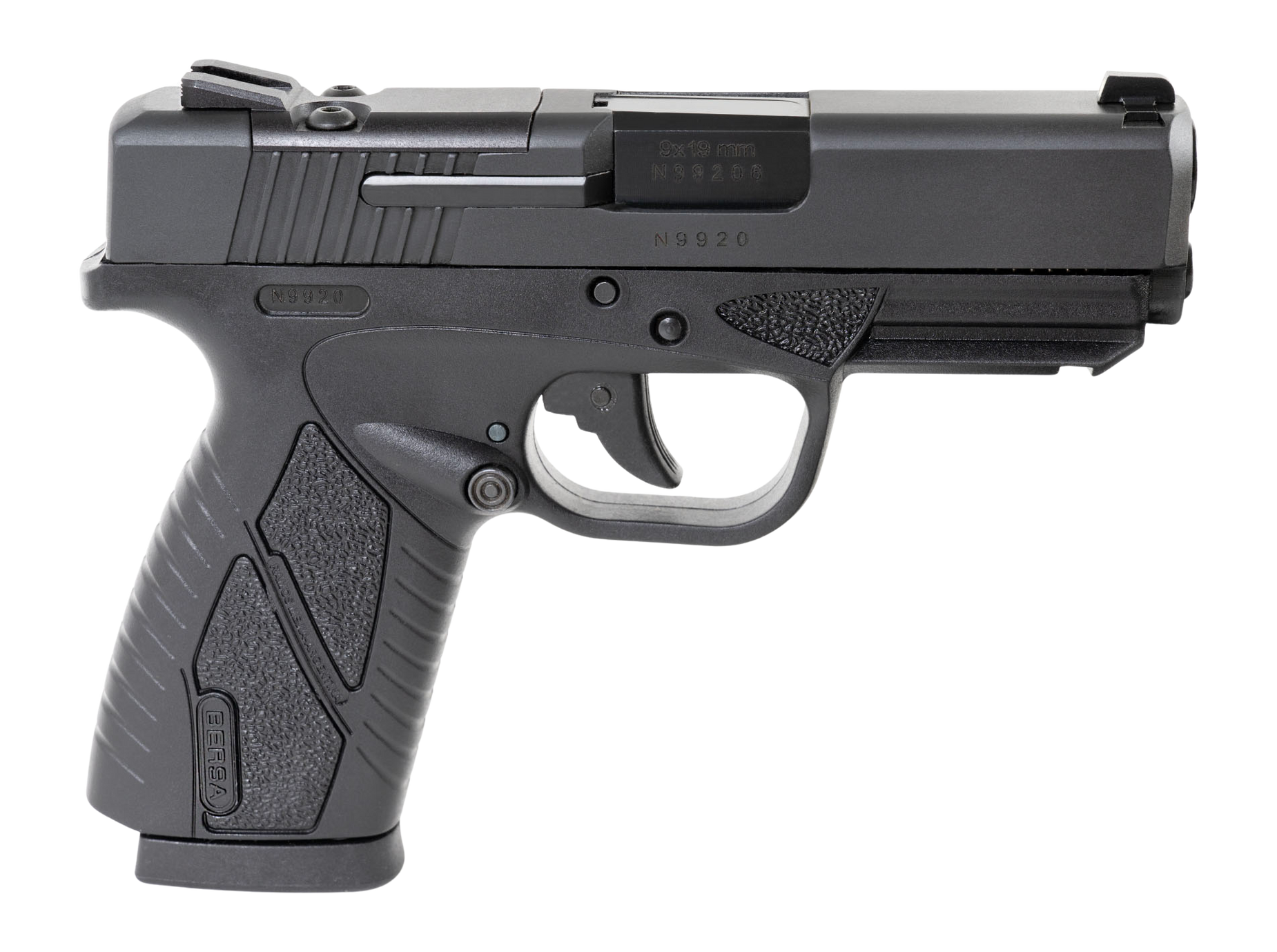 Bersa BP9MCCOR BPCC  Sub-Compact 9mm Luger 8+1 3.30" Black Barrel, Matte Black Steel Optic Ready/Serrated Slide, Black Polymer Frame w/Accessory Rail, RMSc Footprint