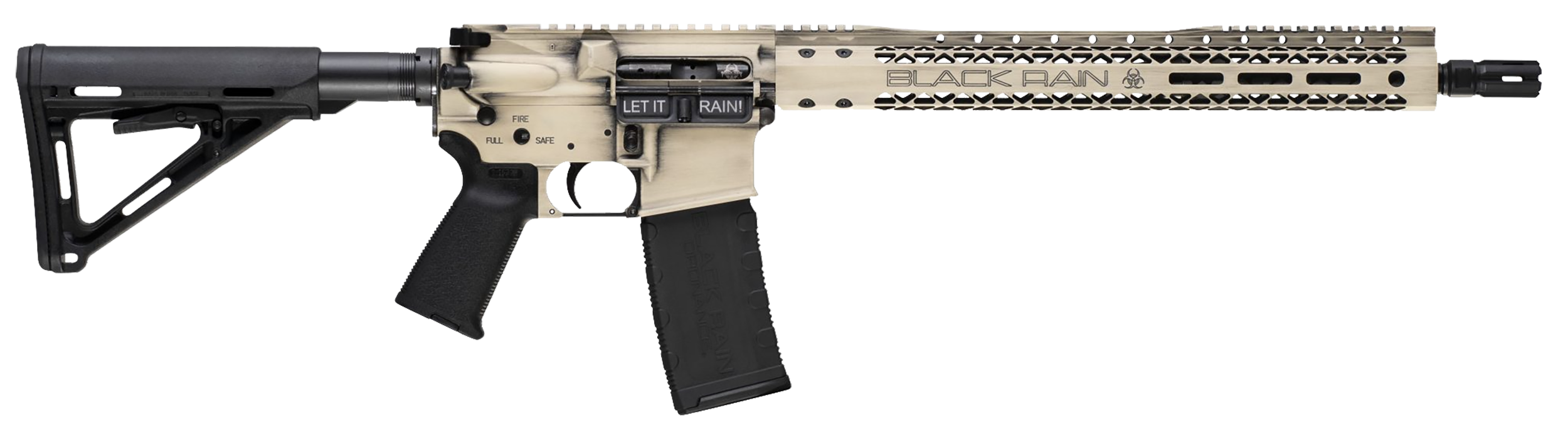Black Rain Ordnance BROWTPLSB Spec 15+ We The People 5.56x45mm NATO 30+1 16", Light Sand Battleworn with Deep Engraving, 15" Slim M-LOK, Magpul Grip/Carbine Stock, Castle Flash Hider
