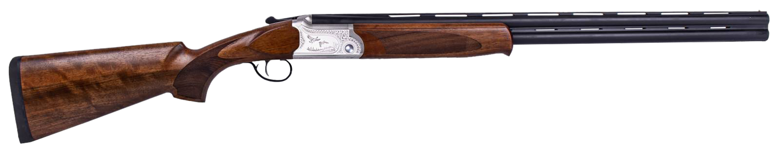 ATI ATIGKOF12SVE30 Cavalry SVE 12 Gauge 3" 2rd 30" Blued O/U Barrel, Silver Engraved Metal Finish, Oiled Turkish Walnut Stock, Ejector, 5 Chokes