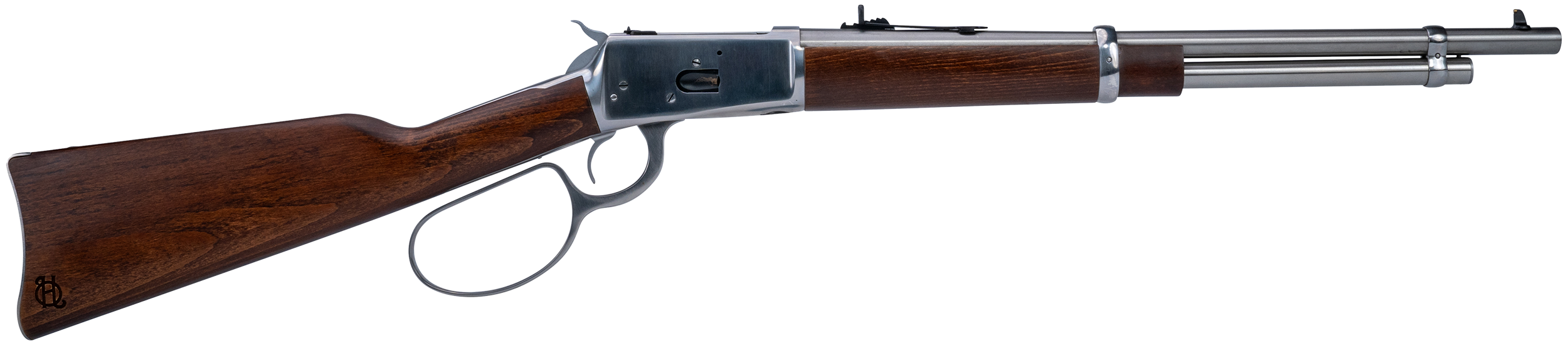 Heritage Mfg H92044189 92 Ranch Hand 44 Mag 8rd 18" Stainless Polished Barrel, Stainless Polished Receiver, Fixed Hardwood Stock