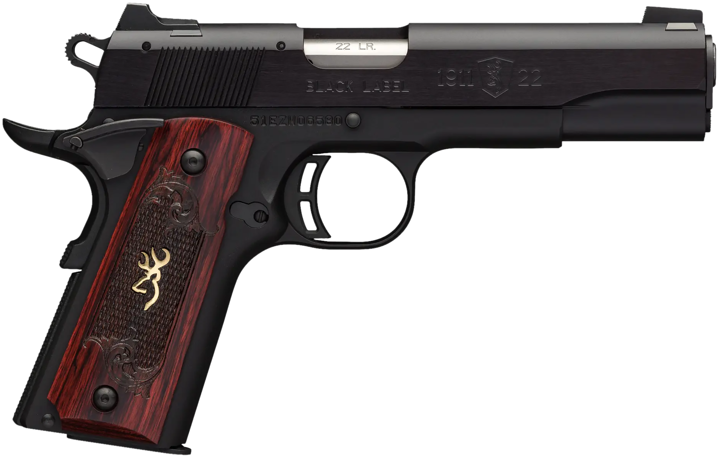 Browning 051851490 1911-22 Black Label Medallion Full Size Frame 22 LR 10+1, 4.25"  Target Crown Barrel, Matte Black Serrated Slide & Aluminum Frame w/Beavertail