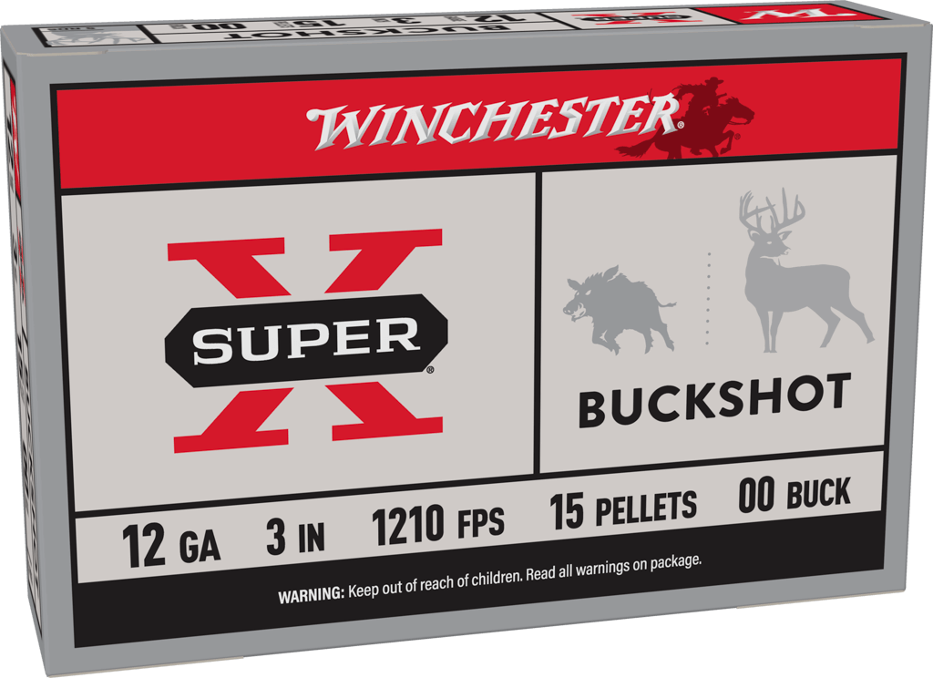 Winchester Ammo XB12300 Super X  12Gauge 3" 15Pellets 00Buck Shot 5 Per Box/50 Case