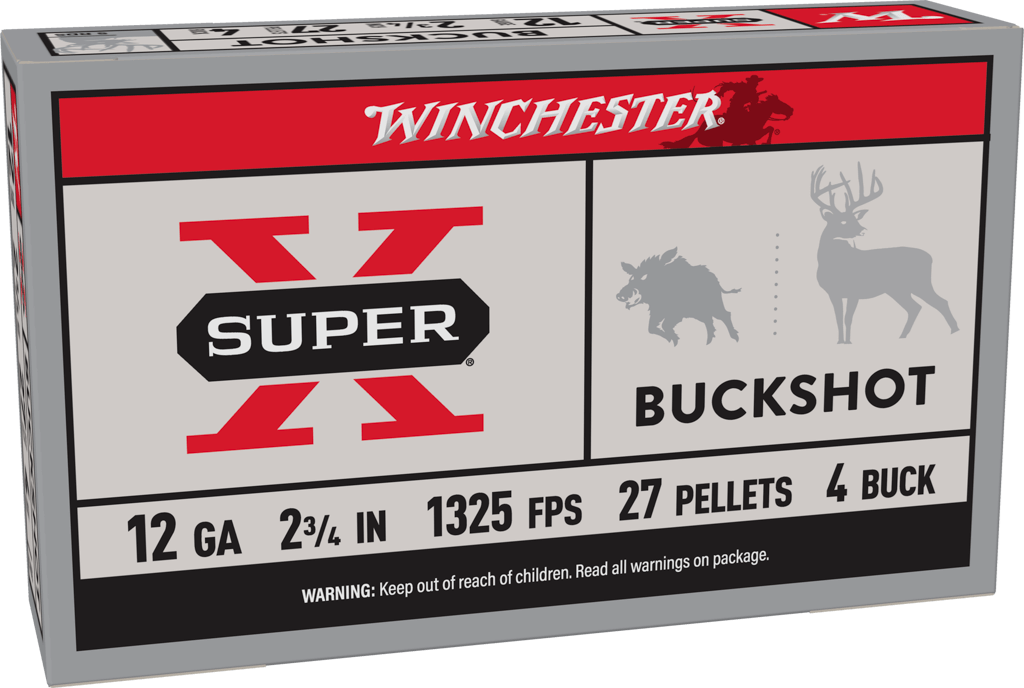 Winchester Ammo XB124 Super X  12Gauge 2.75" 27Pellets 4Buck Shot 5 Per Box/50 Case