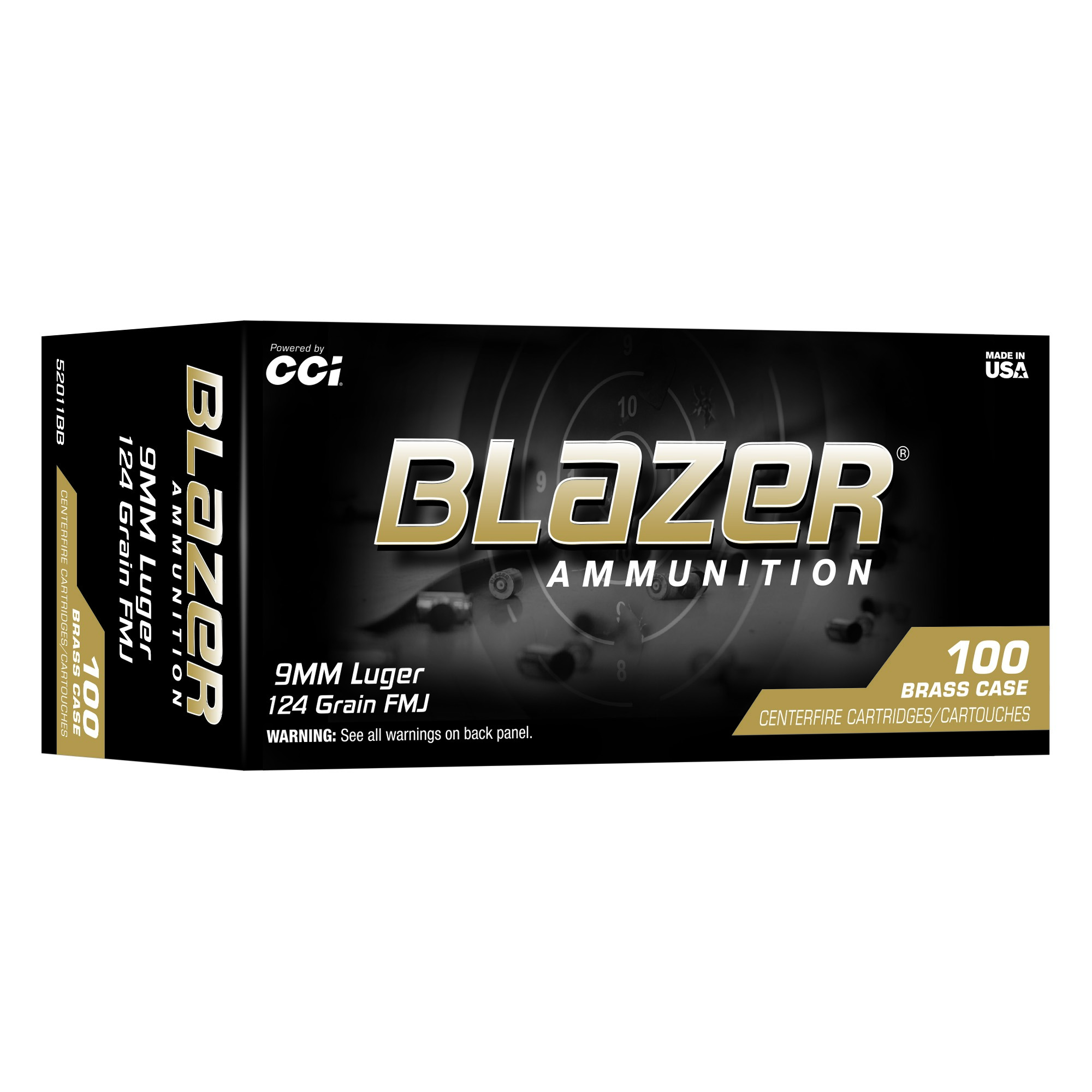 CCI Blazer Brass 9mm FMJ 100rd Box