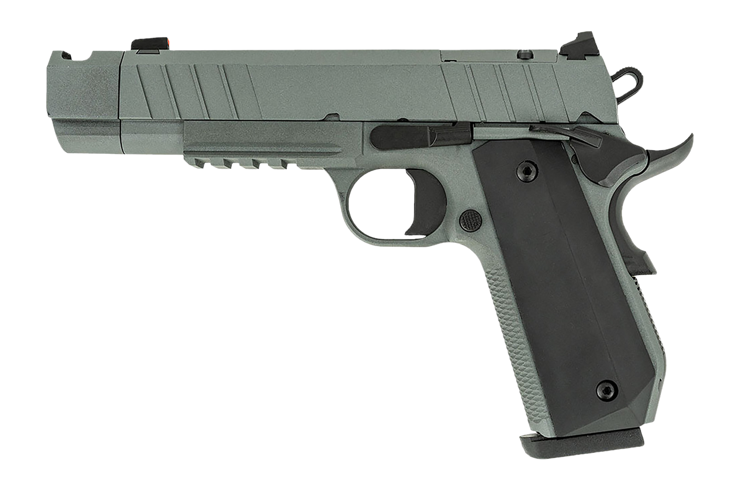 Tisas Arms 10100134 1911 Night Stalker Carry 10mm Auto 8+1 4.25" Black Bull Barrel, Gray Cerakote Carbon Steel Serrated Slide, Gray Cerakote Carbon Steel Frame w/Beavertail & Picatinny Rail, Black Rub