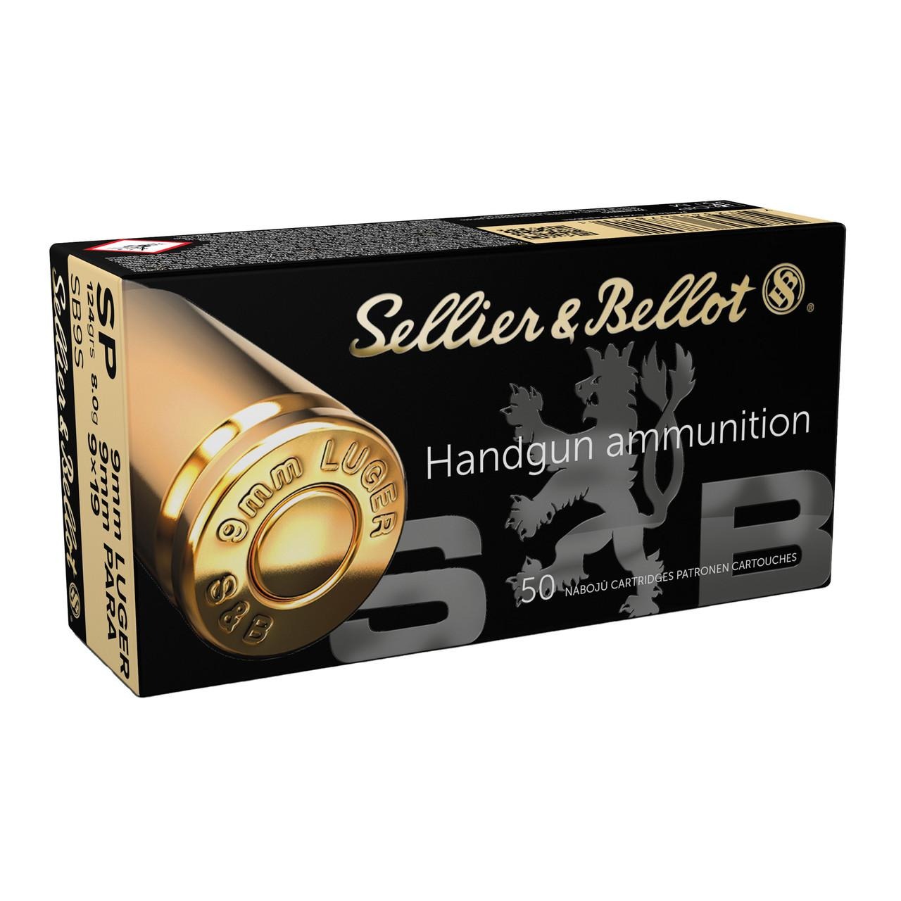 Sellier & Bellot Pistol & Revolver Ammo 9mm 124 gr SP 50/ct