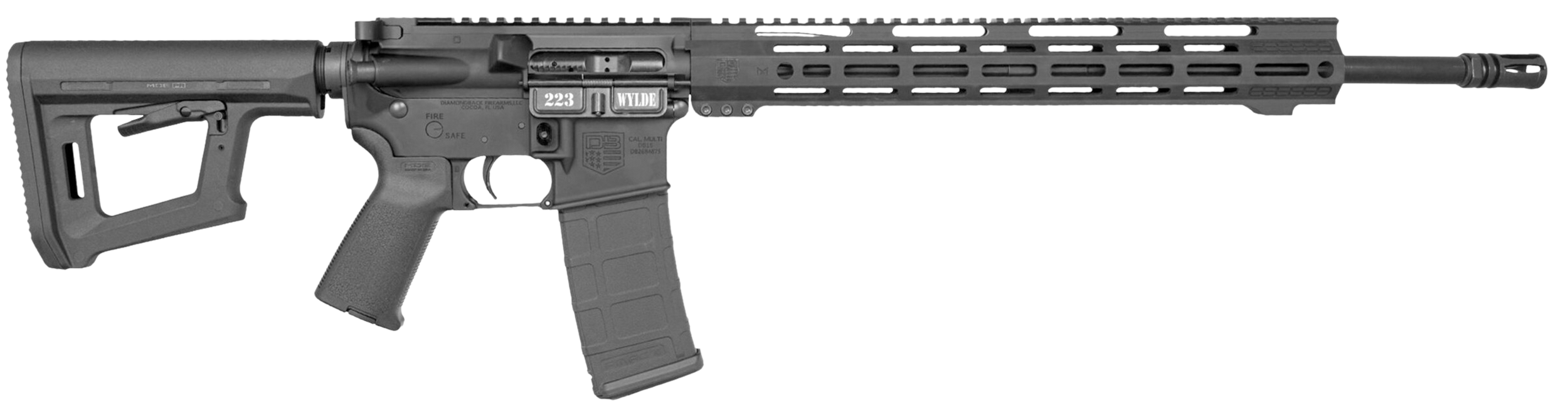 Diamondback DB1720H002 DB15 223 Wylde 30+1 18" Black Nitride Threaded Barrel, Black Cerakote Aluminum Receiver w/Picatinny Rail, M-LOK Handguard, Black Synthetic Stock, Black Magpul Grip
