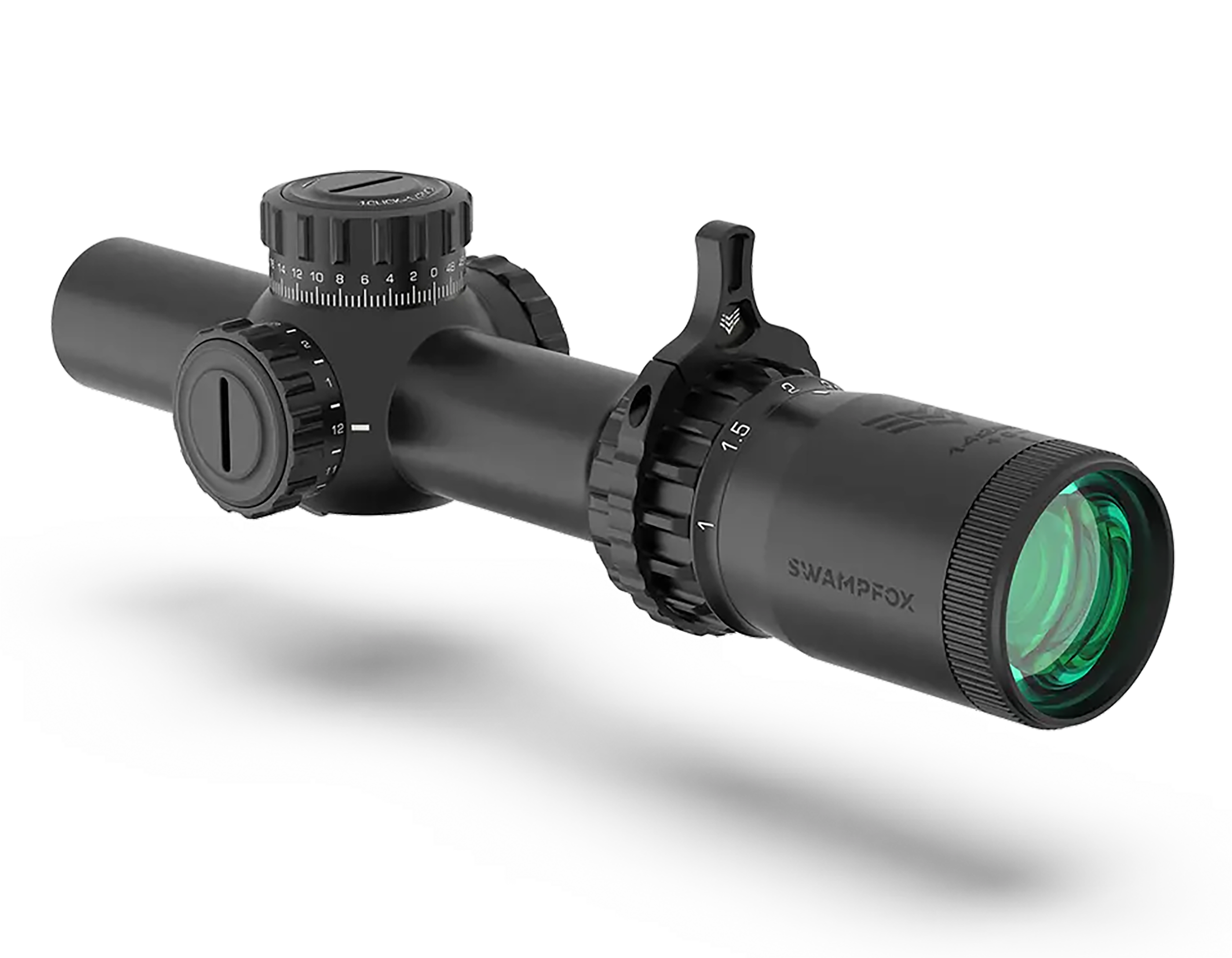 Swampfox Optics THK16241GF Tomahawk II  Black 1-6x 24mm 30mm Tube Bright Fiber Optic Green Reticle