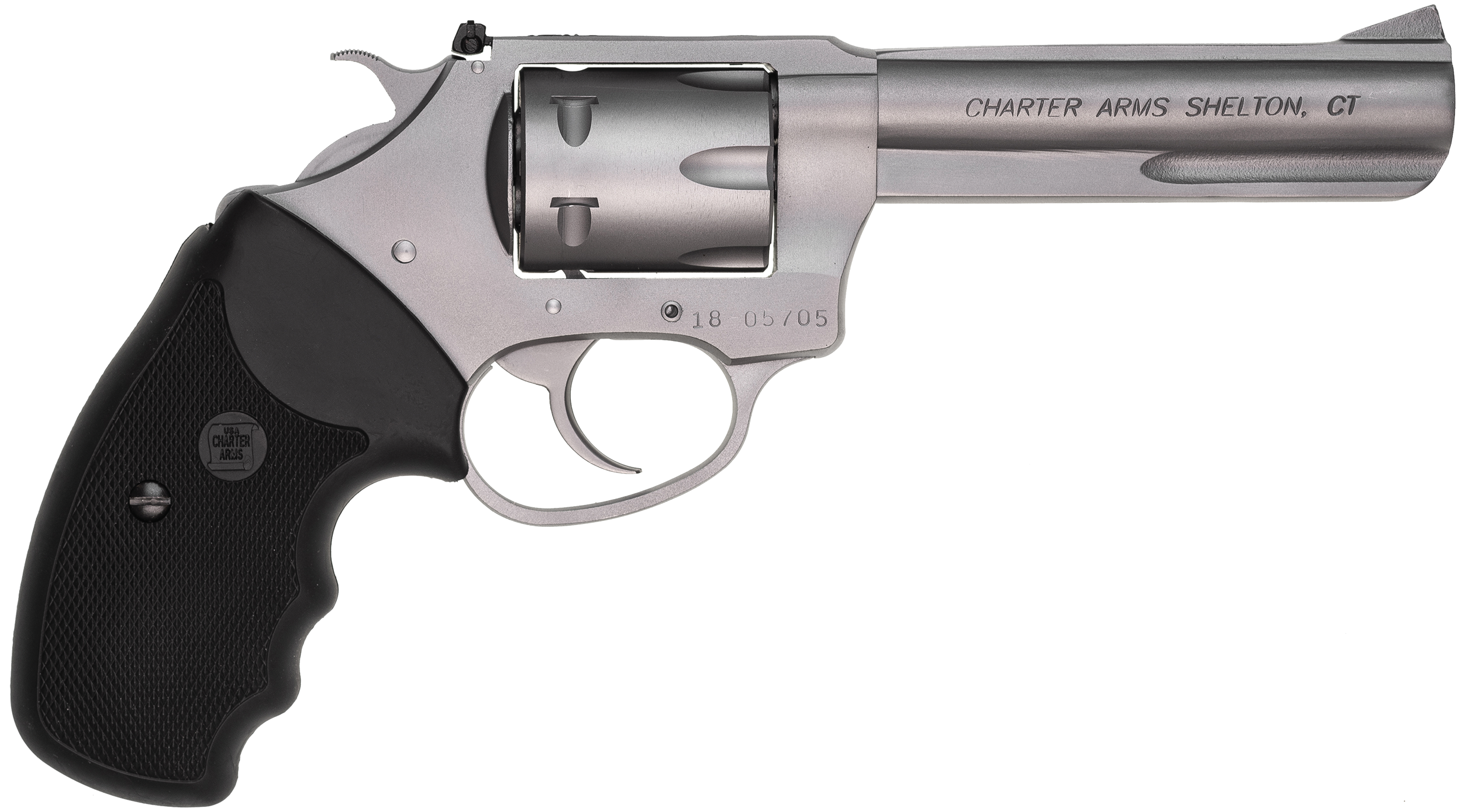 Charter Arms 72342 Pathfinder Target 22 Mag, 8rd 4.20" Matte Stainless Steel Barrel & Cylinder, Anodized Aluminum Frame w/Black Finger Grooved Rubber Grip, Exposed Hammer