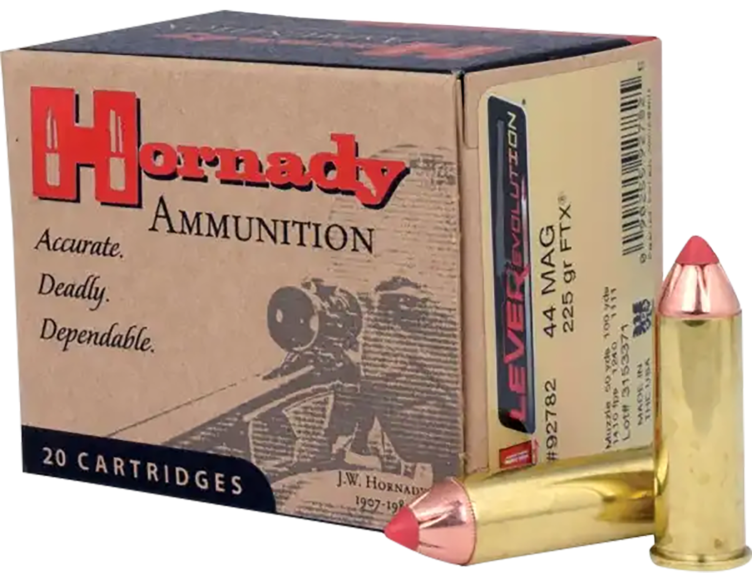 Hornady 92782 LEVERevolution 44RemMag 225gr Hornady Flex Tip eXpanding 20 Per Box/10 Case