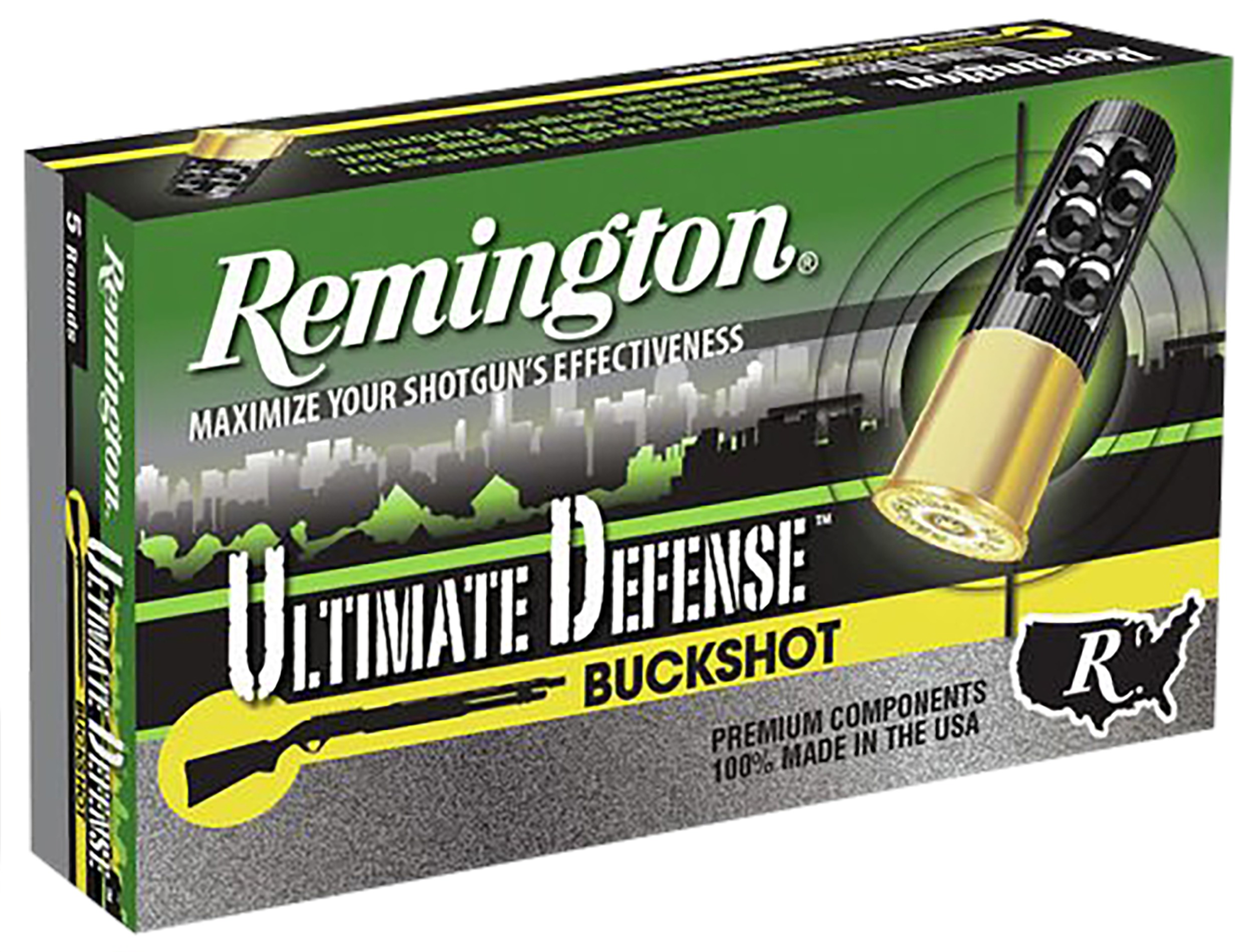 Remington Ammunition 20637 Ultimate Defense Buckshot 12Gauge 2.75" 4Buck Shot 5 Per Box/20 Case