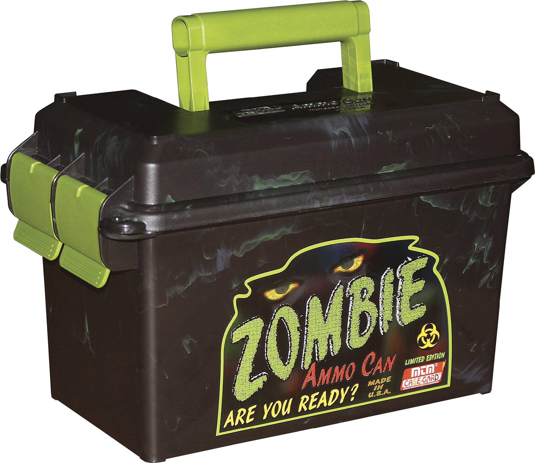 MTM Case-Gard AC50Z Ammo Can 50Cal Rifle Black w/Zombie Green Accents Polypropylene