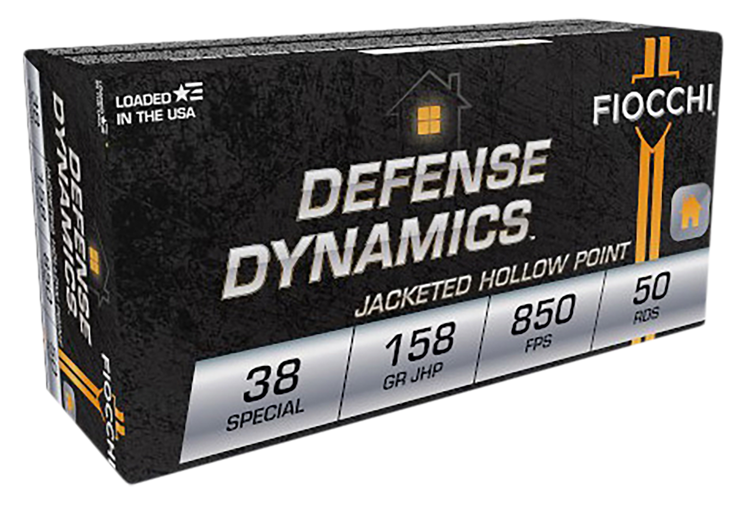 Fiocchi 38B Defense Dynamics  38Special 158gr Jacketed Hollow Point 50 Per Box/20 Case