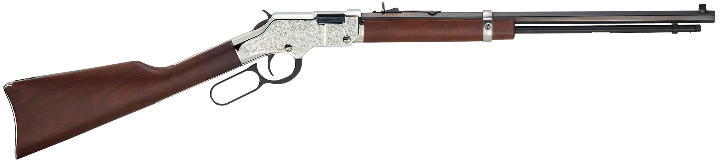 Henry H004SEV Silver Eagle Full Size 17 HMR 11+1 20" Blued Octagon Barrel, Nickel-Plated Steel Receiver, American Walnut Stock Right Hand