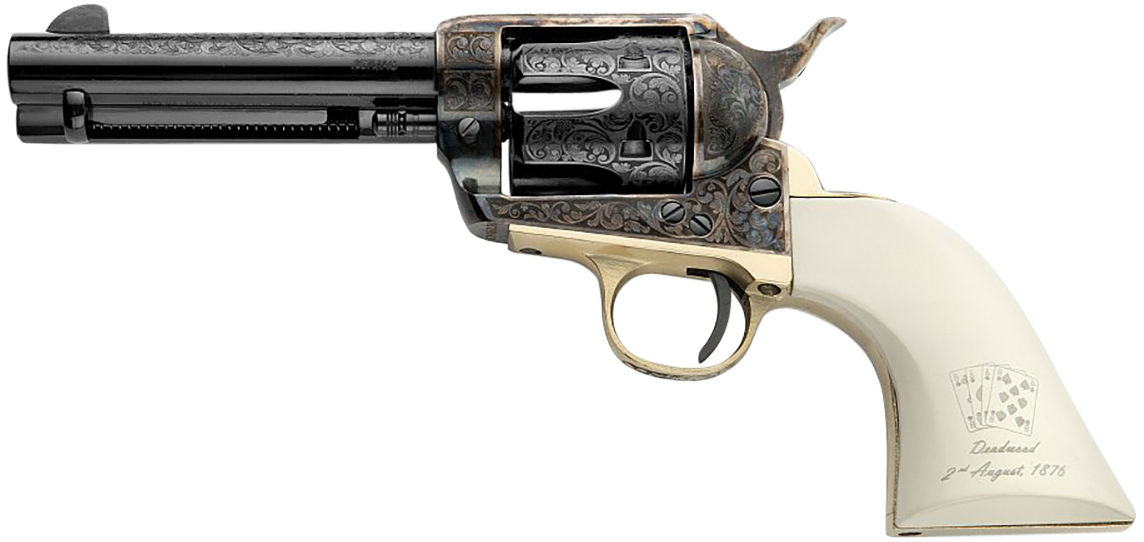 Pietta GW357DMH434NMAE Great Western II Deadman's Hand 357 Mag 6rd 4.75" Blued Octagon Steel Barrel & Cylinder, Color Case Hardened Steel Frame, White Polymer w/Aces & Eights Grip, Exposed Hammer