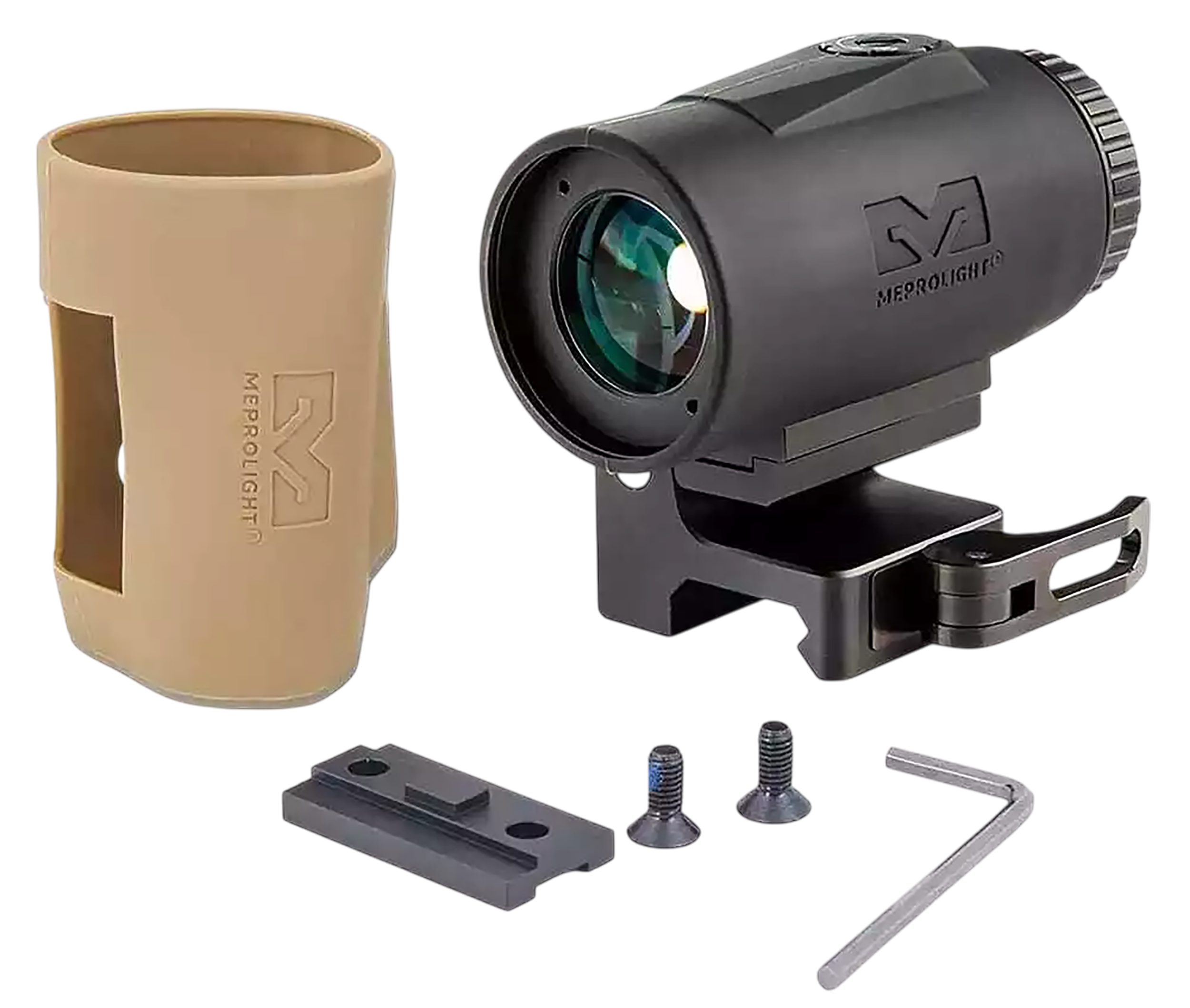 Meprolight USA 8016000200 MMX4 Micro Magnifier Black 4x24mm Picatinny Rail Mount, Includes Side Flip Mount
