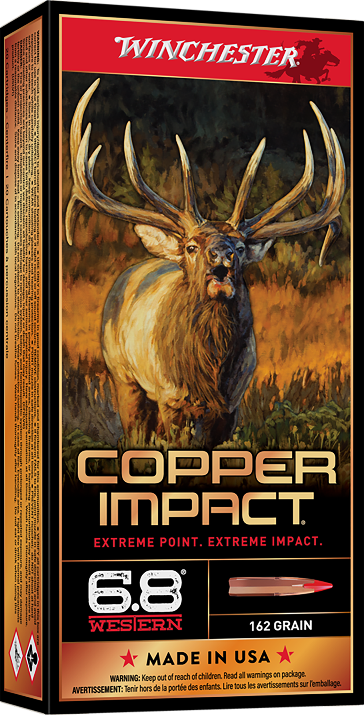 Winchester Ammo X68WCLF Copper Impact  6.8Western 162gr Copper Extreme Point Lead Free 20 Per Box/10 Case