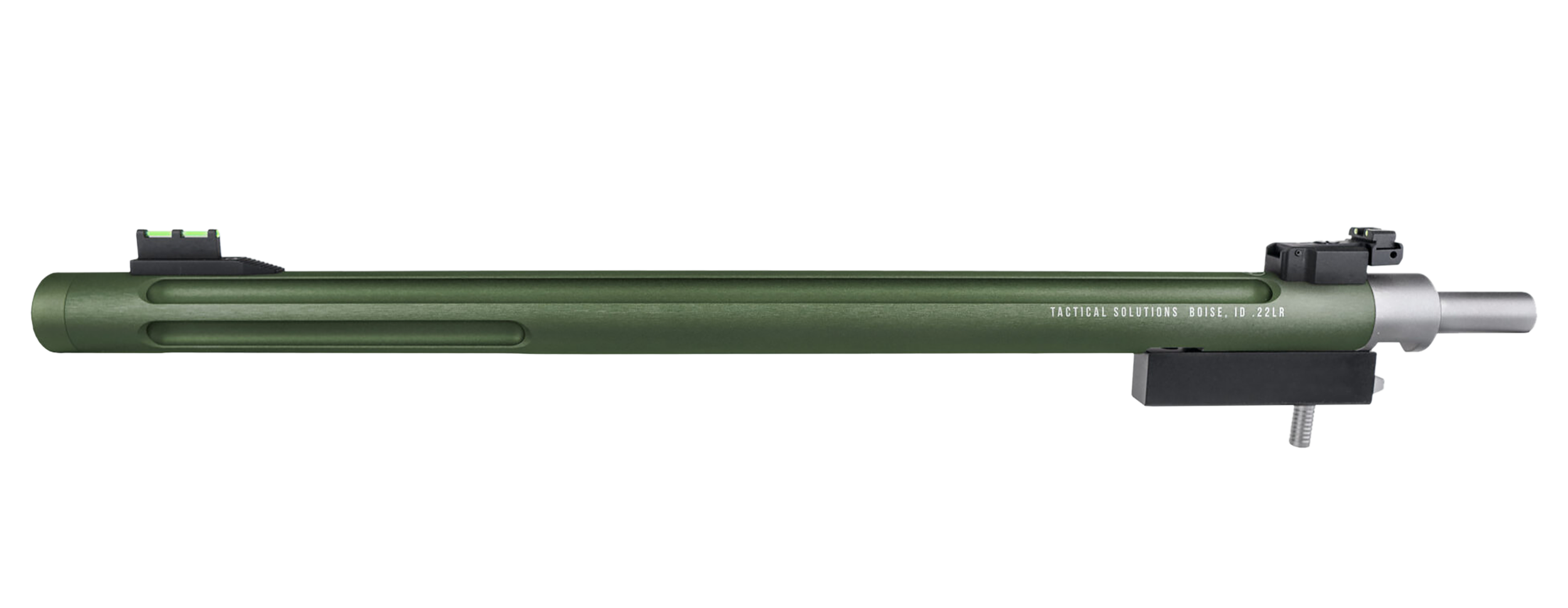 Tactical Solutions 1022TDMOD X-Ring Barrel 22 LR 16.50" OD Green Matte Finish Aluminum Material Bull with Fluting, Threading & Sights for Ruger 10/22 Takedown