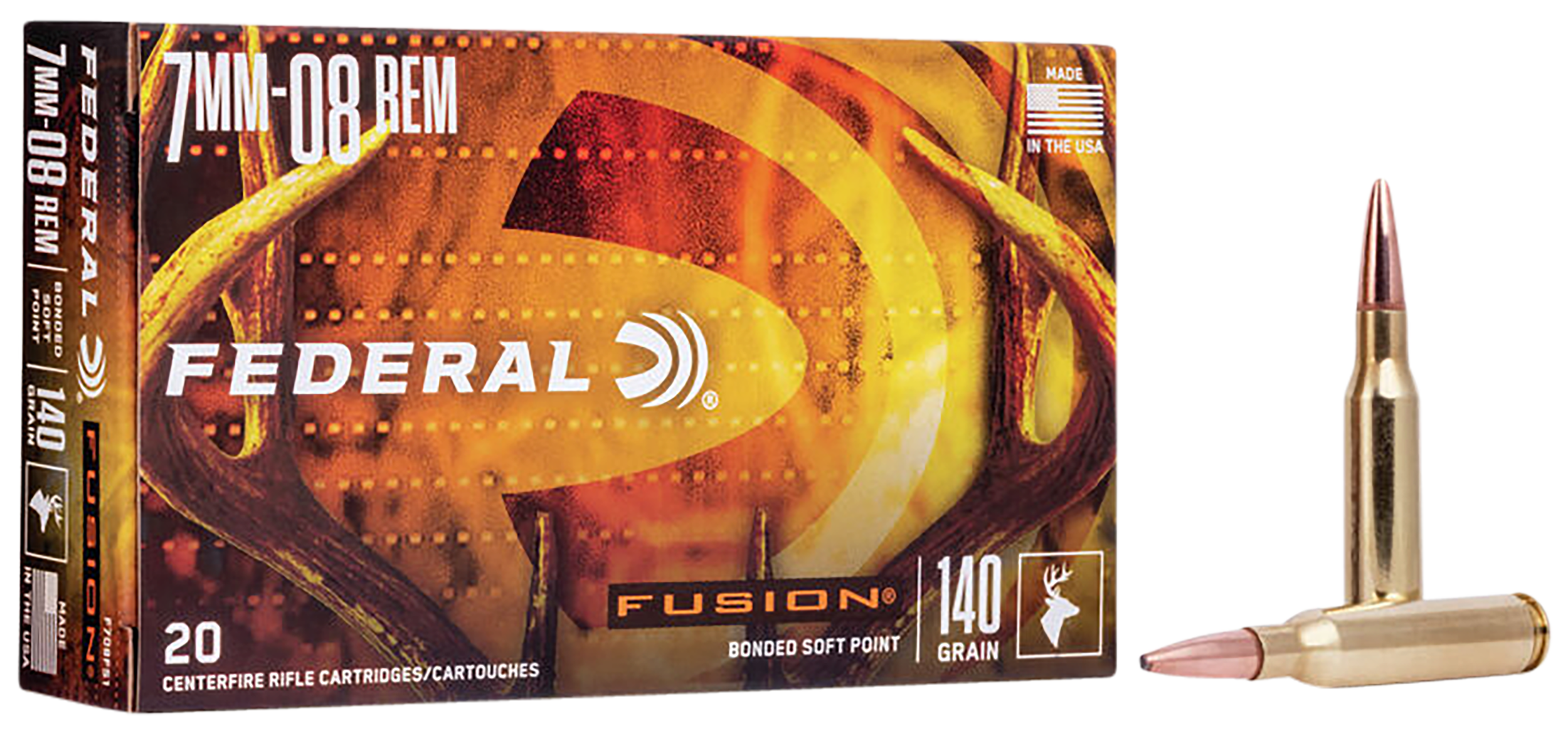 Federal F708FS1 Fusion 7mm-08Rem 140gr Bonded Soft Point 20 Per Box/10 Case